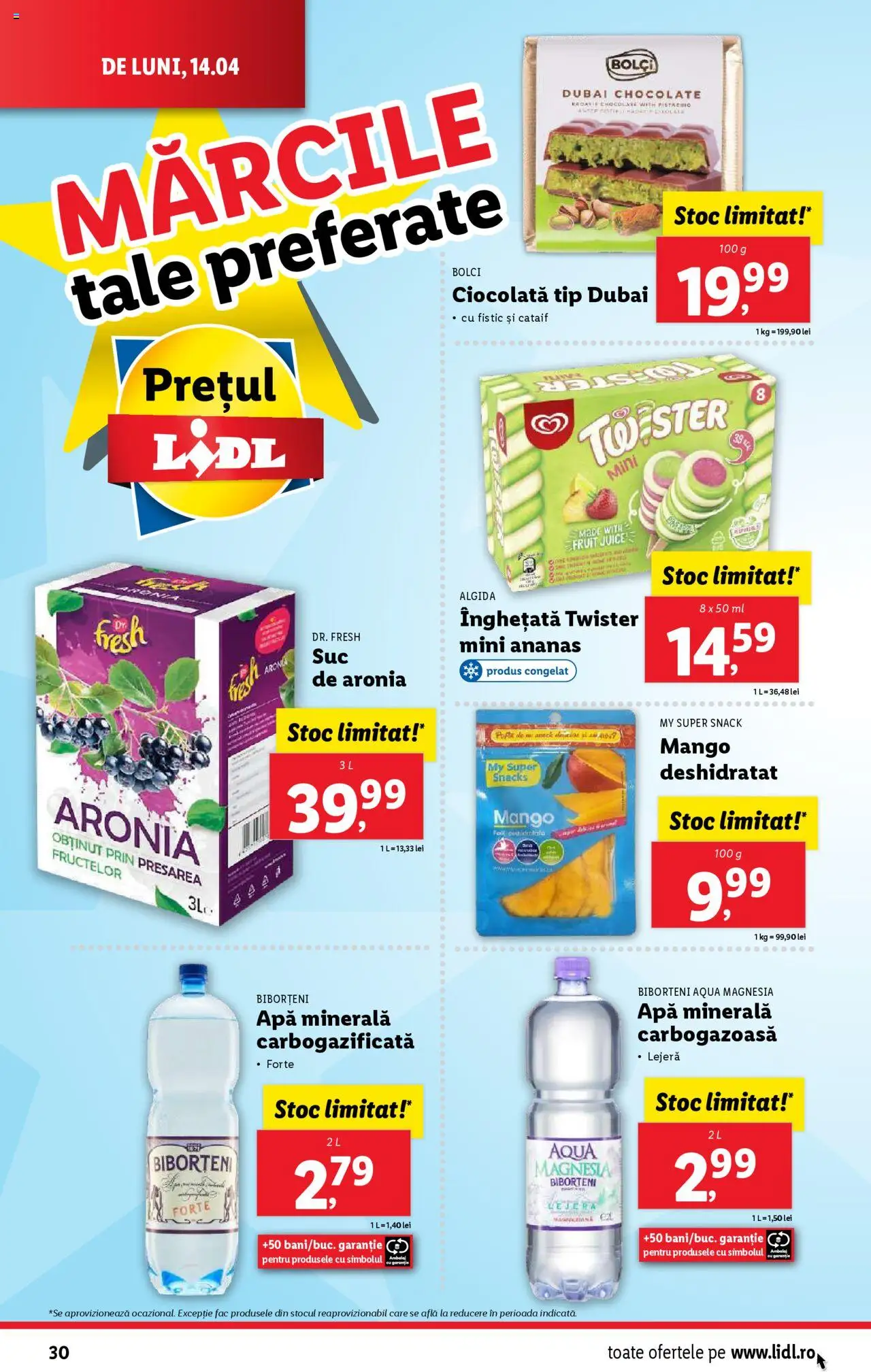 Catalog LIDL 14 - 19 Aprilie 2025 | Pagina 30 | Produse: Fistic, Înghețată, Apă, Mango
