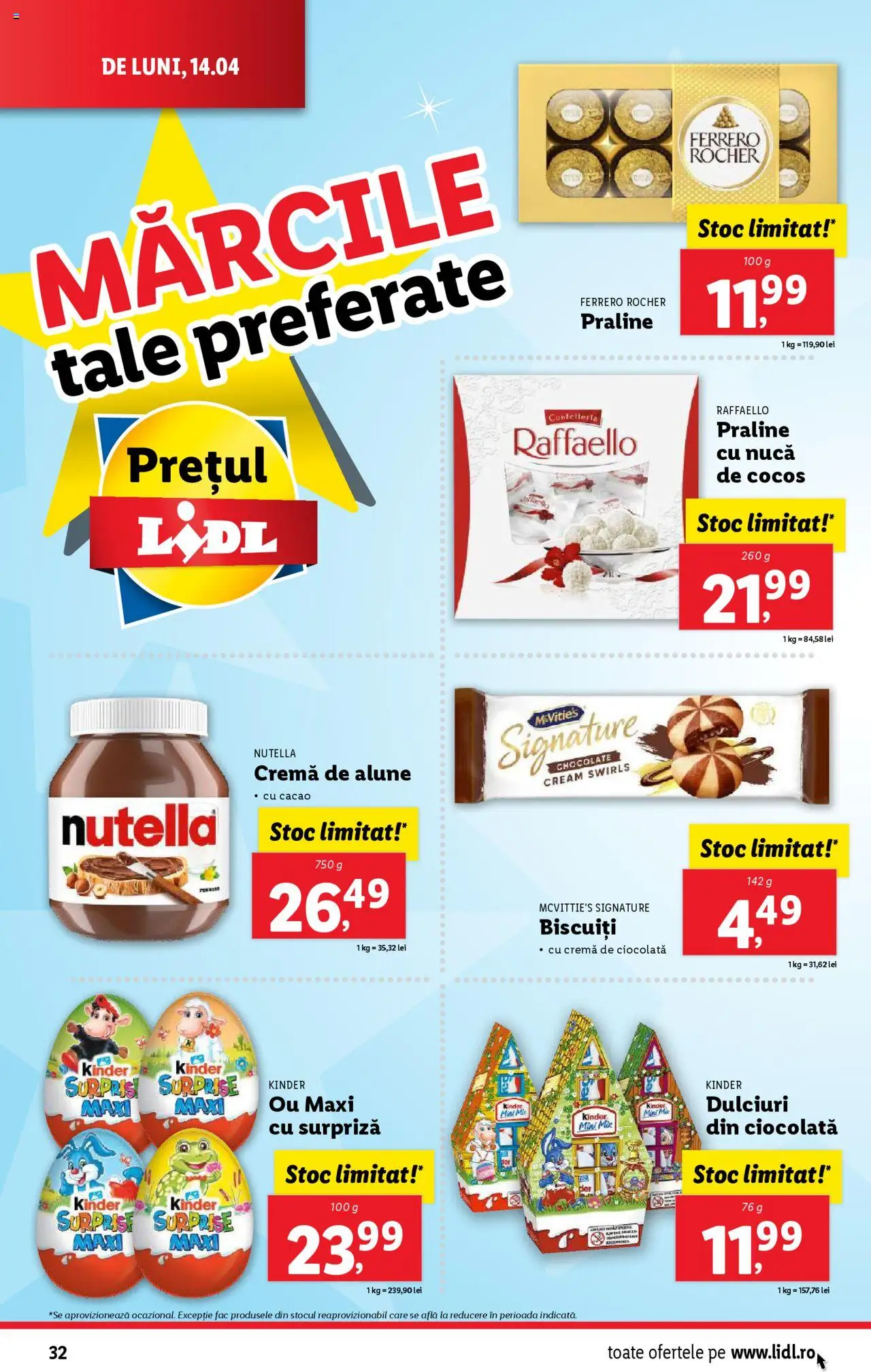 Catalog LIDL 14 - 19 Aprilie 2025 | Pagina 32 | Produse: Soda, Ciocolată, Cacao, Biscuiți