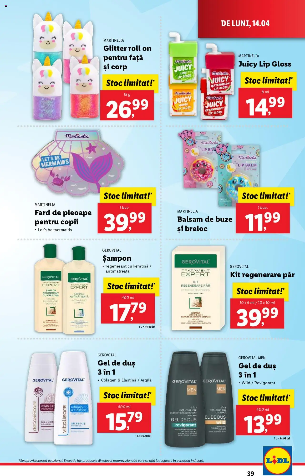 Catalog LIDL 14 - 19 Aprilie 2025 | Pagina 39 | Produse: Duș, Fard de pleoape, Șampon, Gel de duș