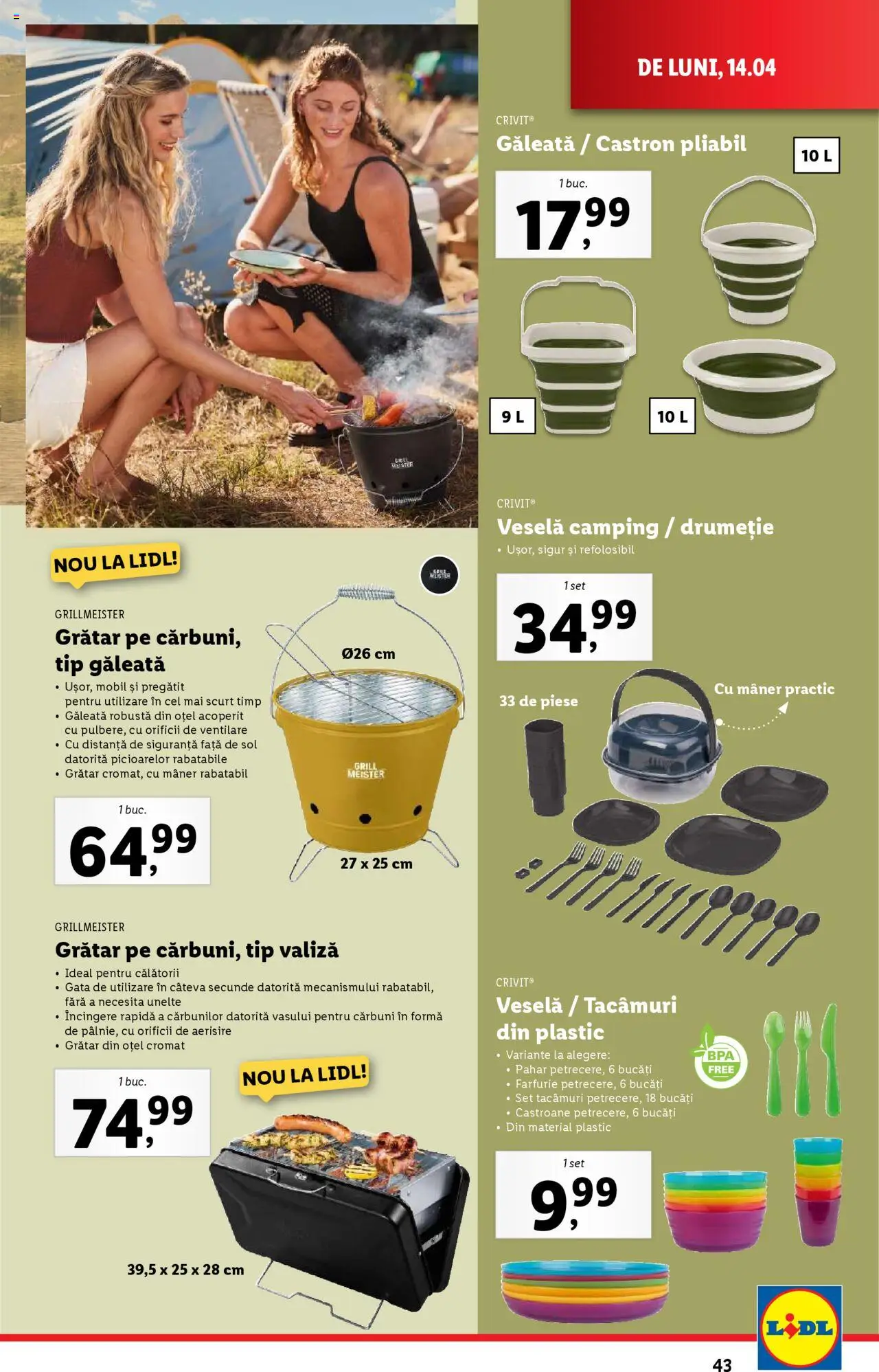 Catalog LIDL 14 - 19 Aprilie 2025 | Pagina 43 | Produse: Valiză, Grătar, Mâner, Farfurie