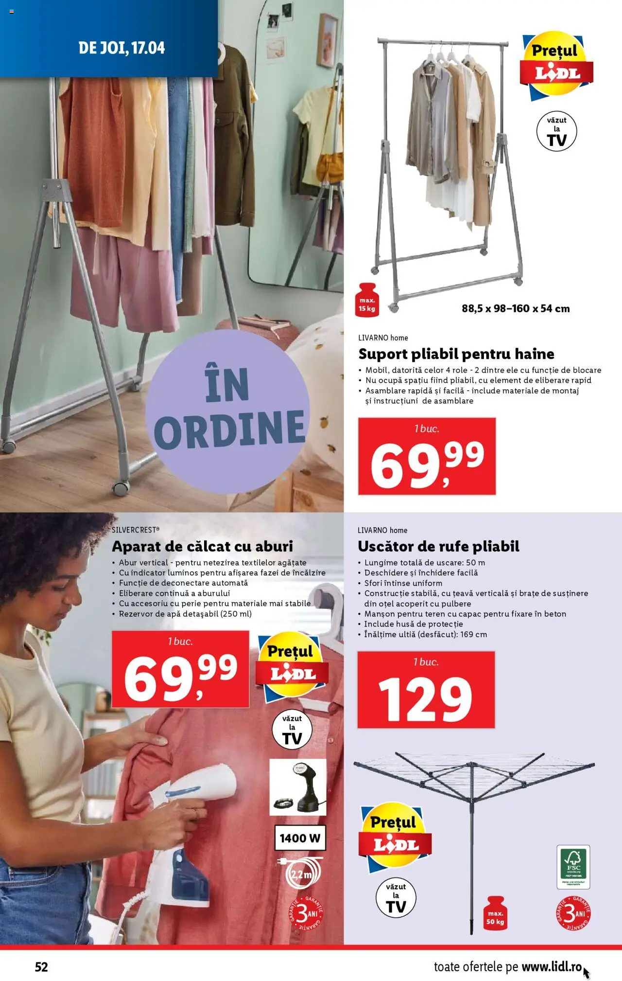Catalog LIDL 14 - 19 Aprilie 2025 | Pagina 52 | Produse: Role, Țeavă, Haine, Apă