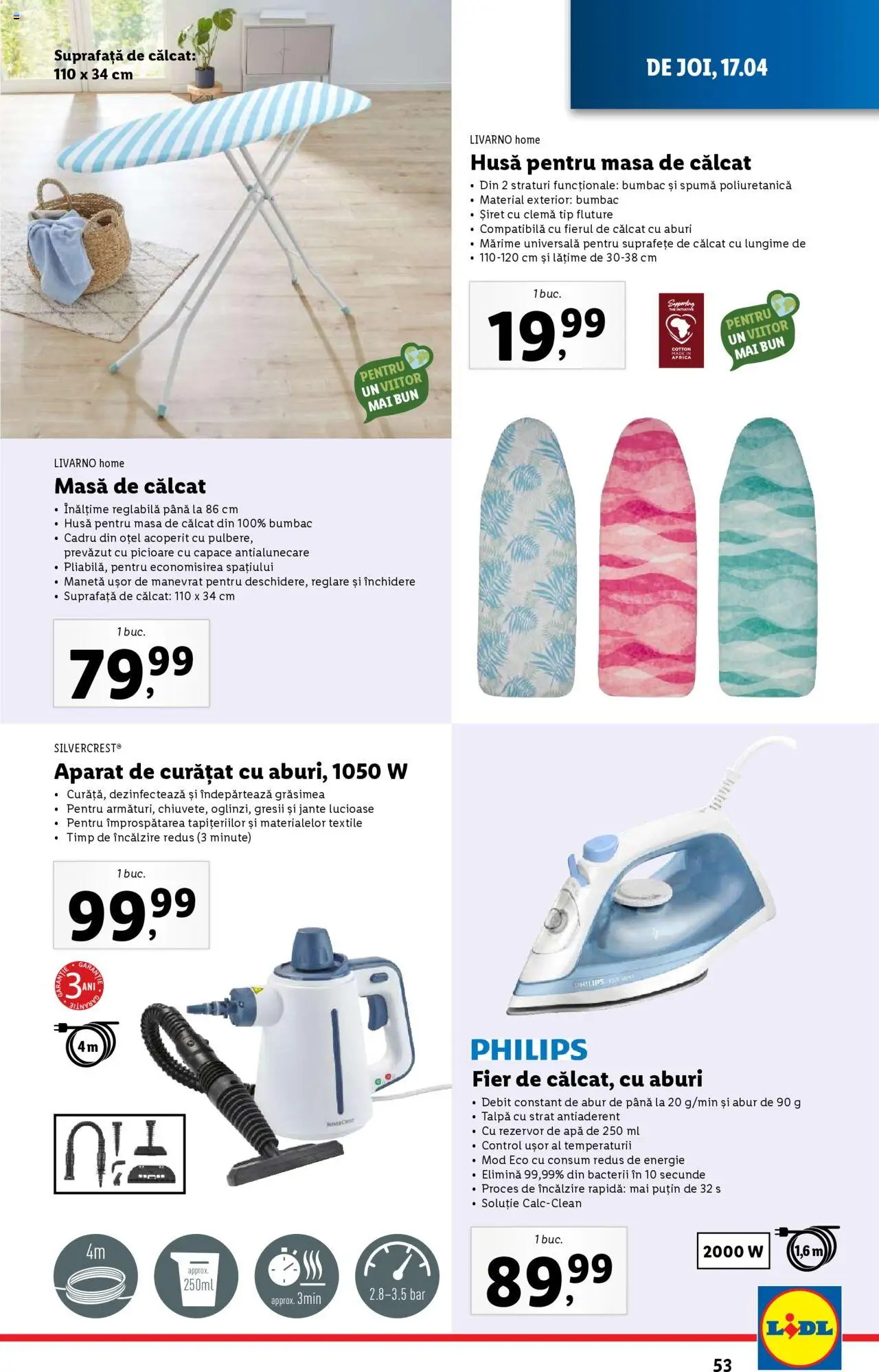 Catalog LIDL 14 - 19 Aprilie 2025 | Pagina 53 | Produse: Enginar, Masă, Masă de călcat, Apă