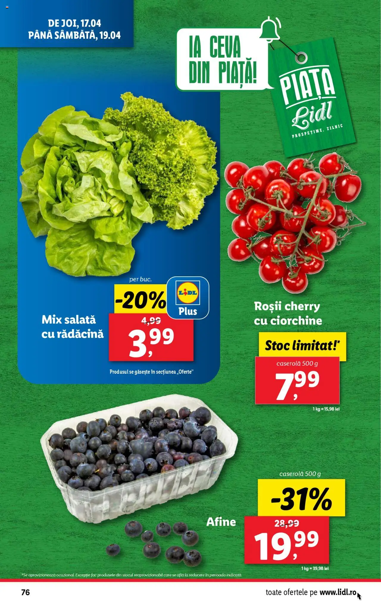 Catalog LIDL 14 - 19 Aprilie 2025 | Pagina 76 | Produse: Afine, Roșii, Salată