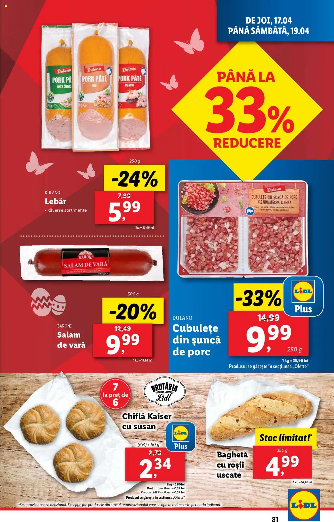 Catalog LIDL 14 - 19 Aprilie 2025 | Pagina 81 | Produse: Pate, Chiflă, Șuncă, Roșii