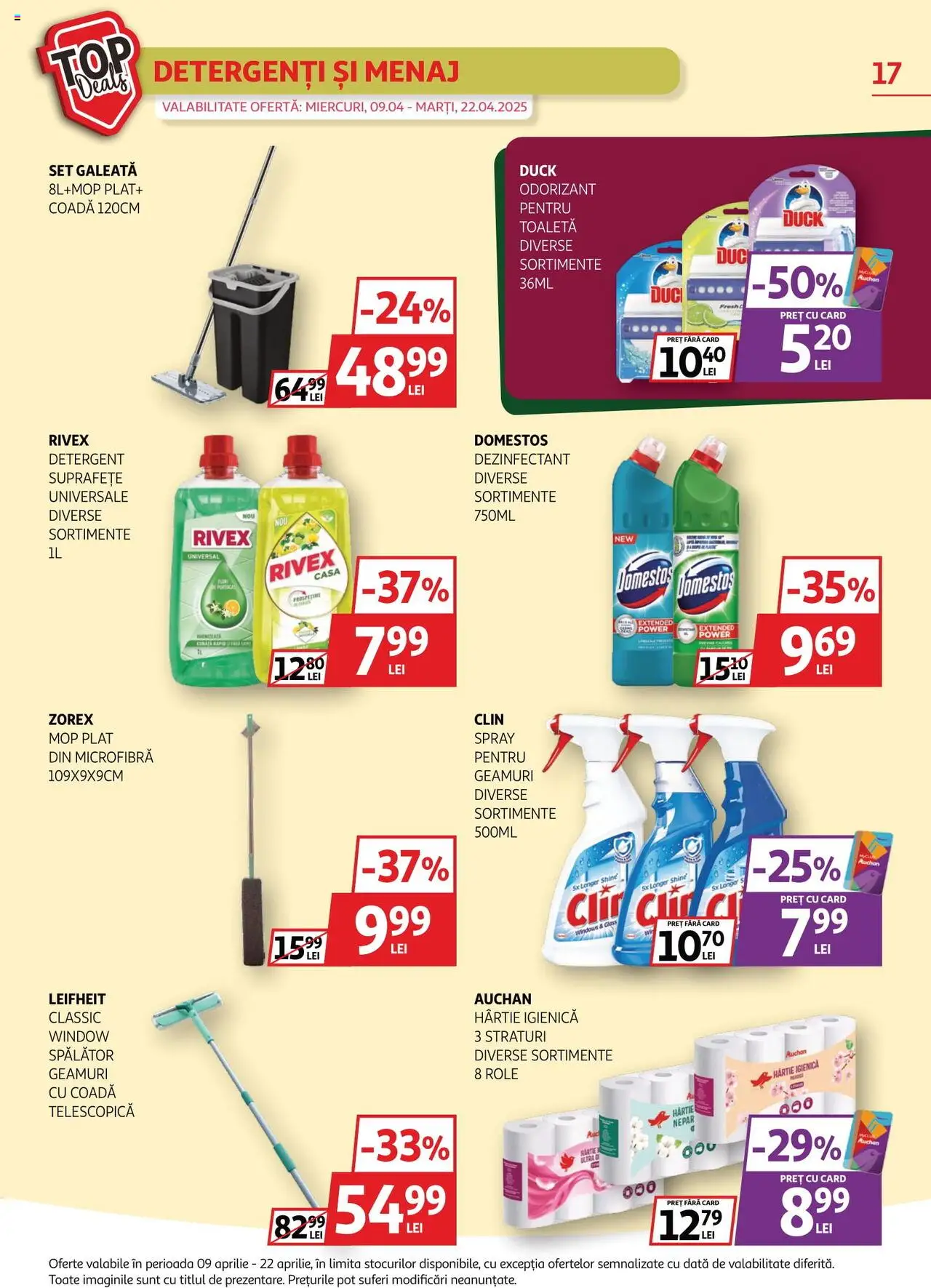 Catalog Auchan 9 - 22 Aprilie 2025 | Pagina 17 | Produse: Mop, Role, Toaletă, Detergent
