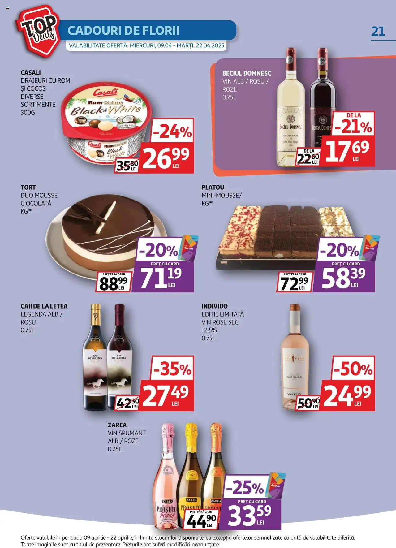 Catalog Auchan 9 - 22 Aprilie 2025 | Pagina 21 | Produse: Tort, Prosecco, Ciocolată, Rom