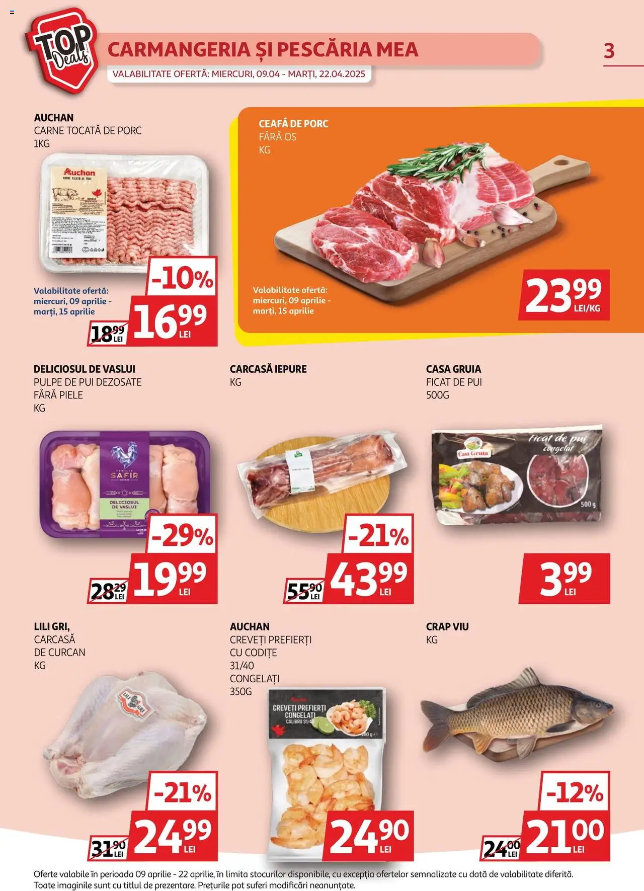Catalog Auchan 9 - 22 Aprilie 2025 | Pagina 3 | Produse: Carcasă, Keçeli kalem, Hacıyatmaz Kedi Oyuncağı, Carne tocată