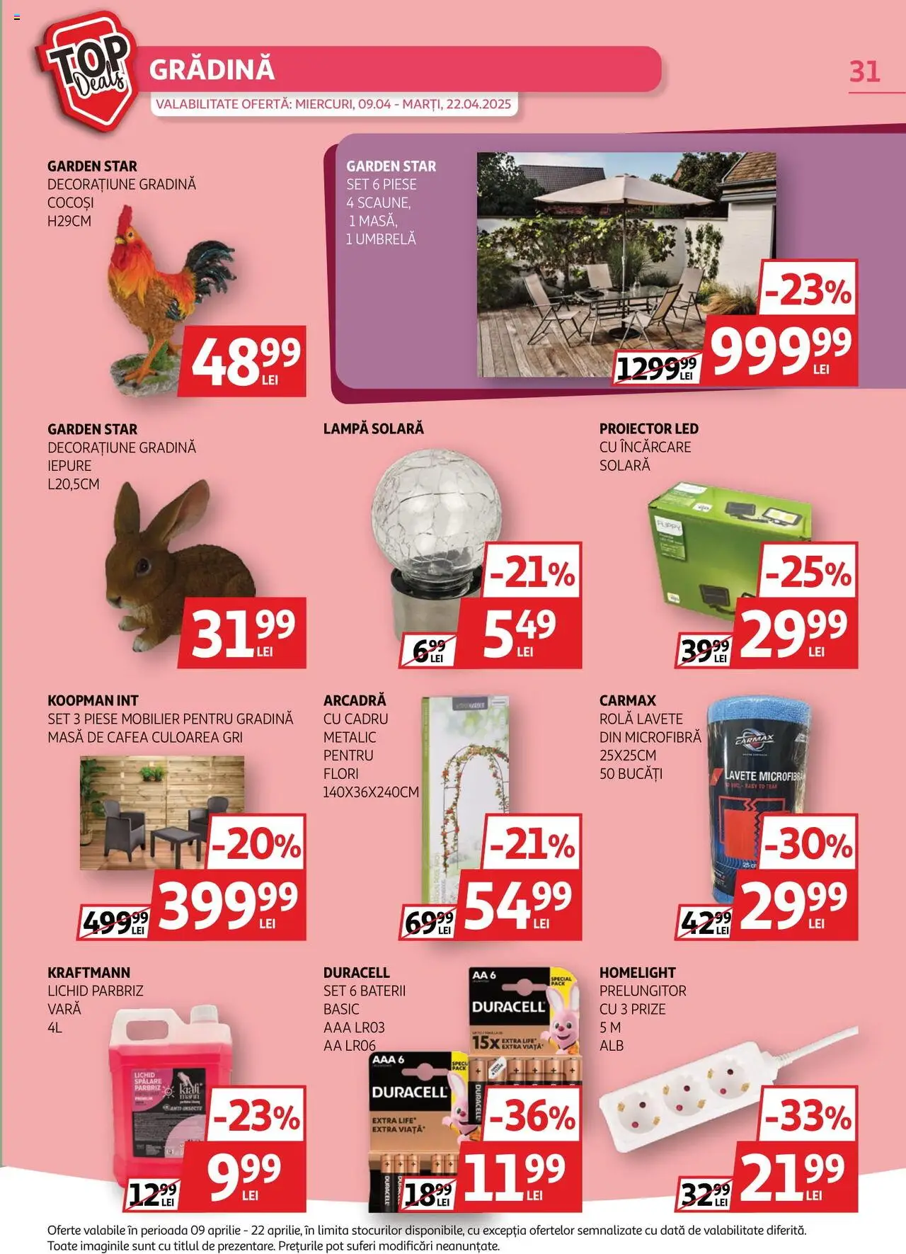 Catalog Auchan 9 - 22 Aprilie 2025 | Pagina 31 | Produse: Umbrelă, Prelungitor, Masă De Cafea, Masă