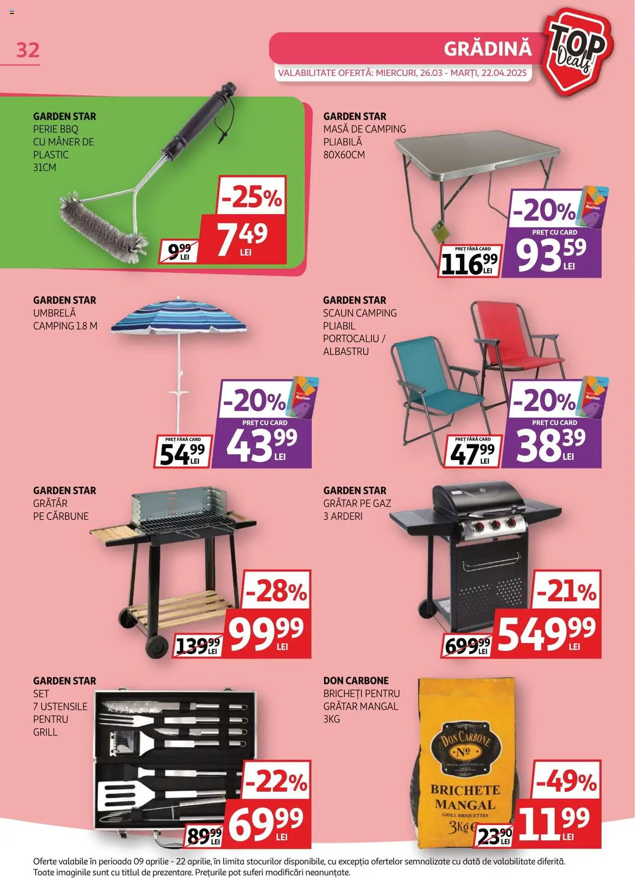 Catalog Auchan 9 - 22 Aprilie 2025 | Pagina 32 | Produse: Grill, Grătar, Masă, Soğanlar