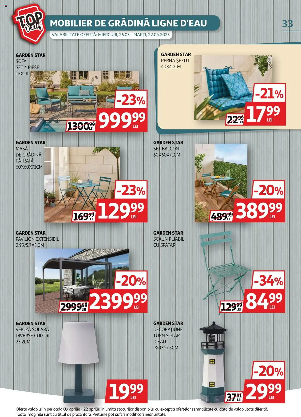 Catalog Auchan 9 - 22 Aprilie 2025 | Pagina 33 | Produse: Pernă, Scaun, Pavilion, Veioză