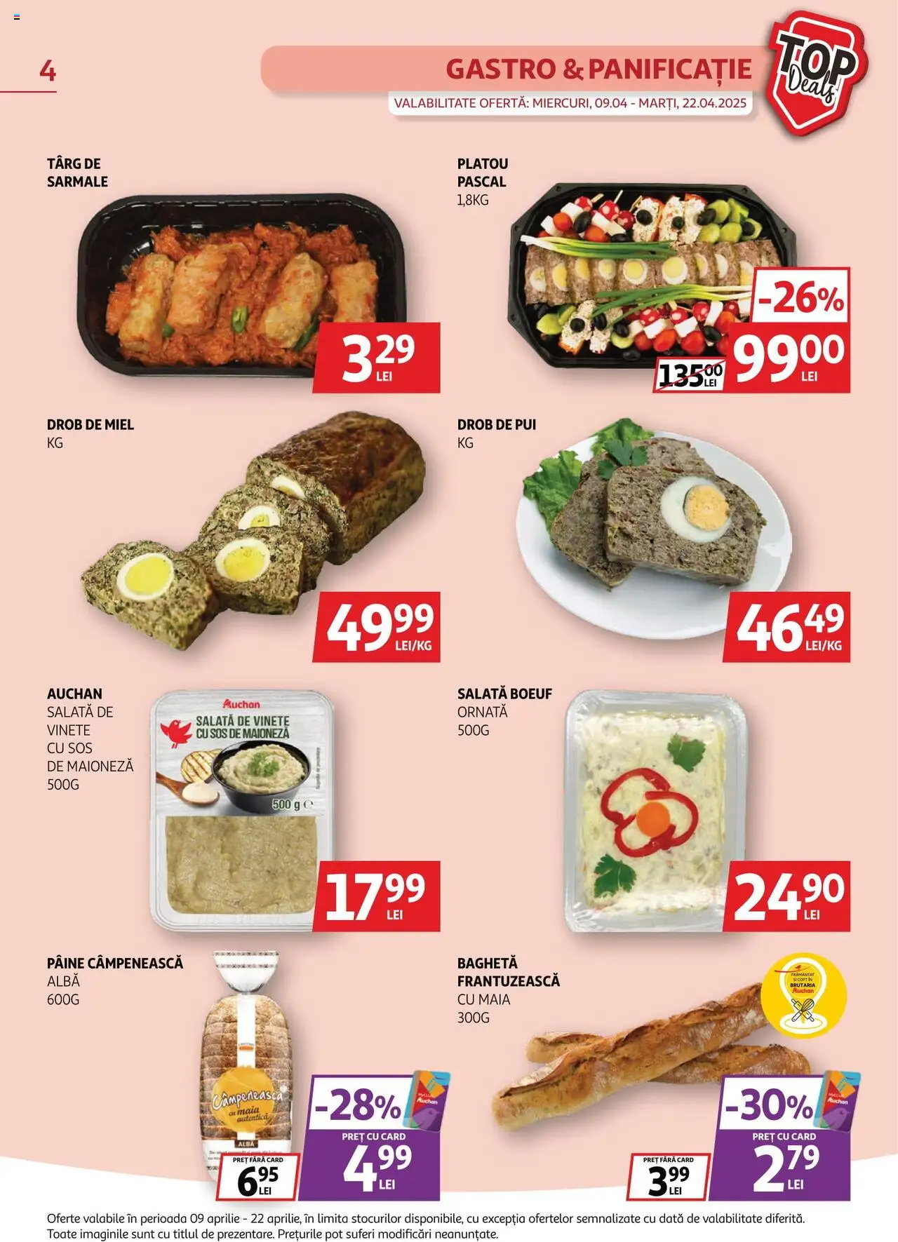 Catalog Auchan 9 - 22 Aprilie 2025 | Pagina 4 | Produse: Hacıyatmaz Kedi Oyuncağı, Pâine, Salată, Maioneză