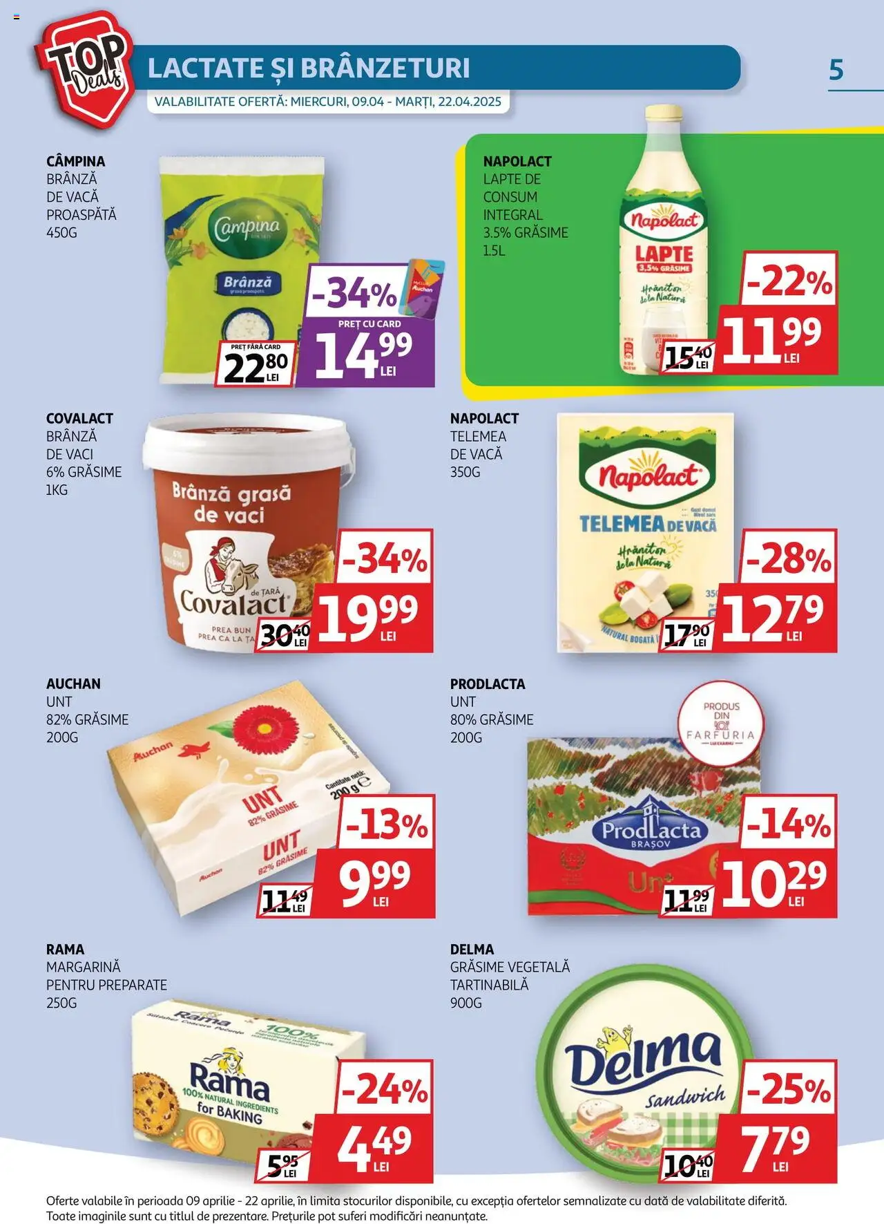 Catalog Auchan 9 - 22 Aprilie 2025 | Pagina 5 | Produse: Şalgam, Lapte, Brânză
