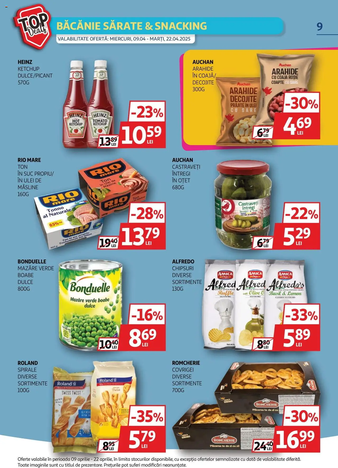 Catalog Auchan 9 - 22 Aprilie 2025 | Pagina 9 | Produse: Mazăre, Ulei, Castraveți, Sare