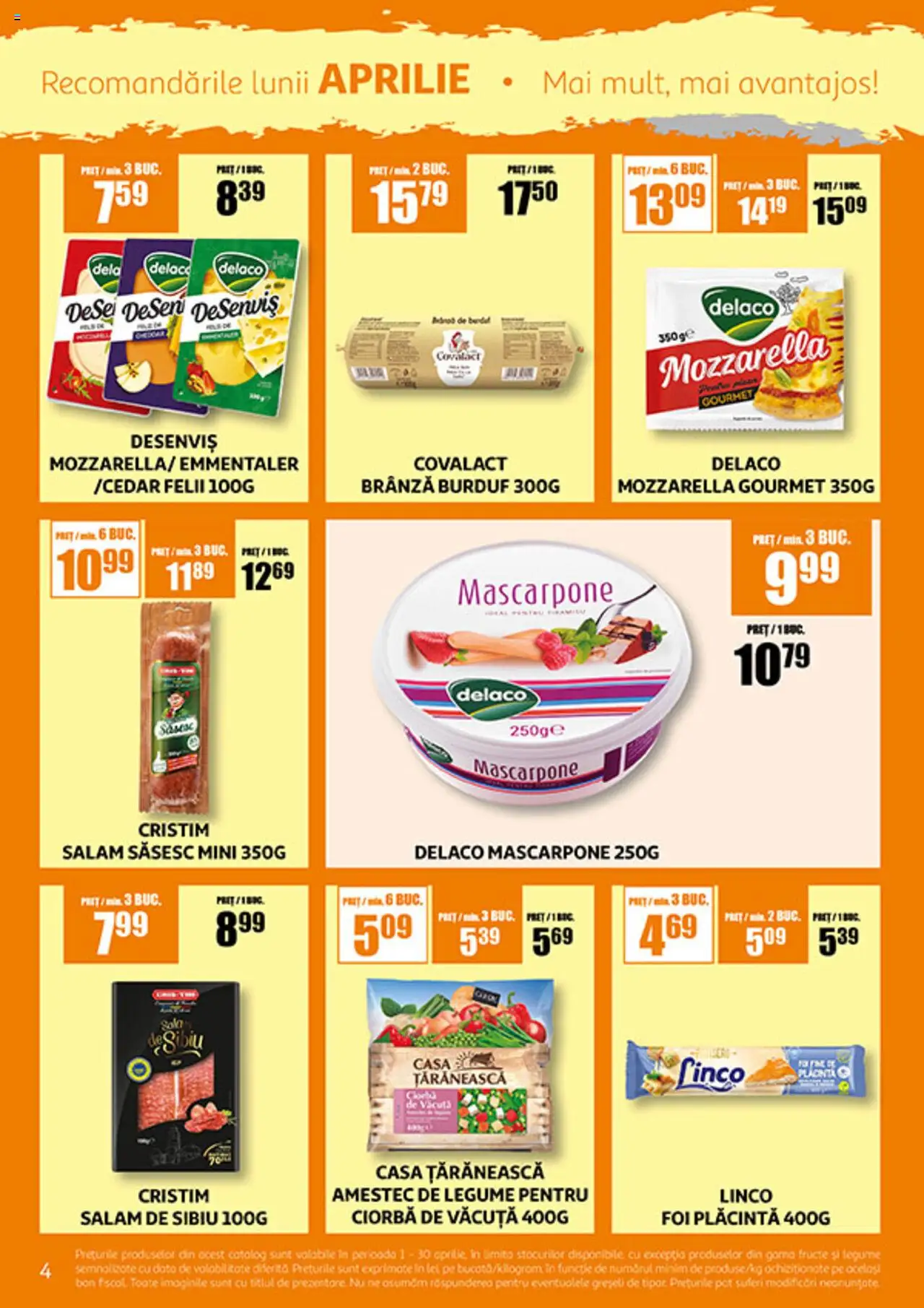Catalog Auchan 1 - 30 Aprilie 2025 | Pagina 4 | Produse: Light Kedi Konservesi, Mozzarella, Salam, Legume