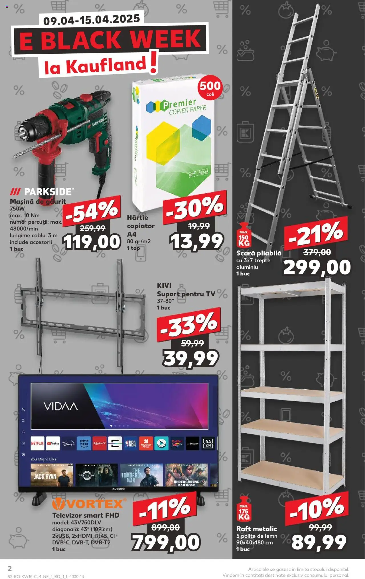 Catalog Kaufland 9 - 15 Aprilie 2025 | Pagina 2 | Produse: Televizor, Top, Scară, Raft