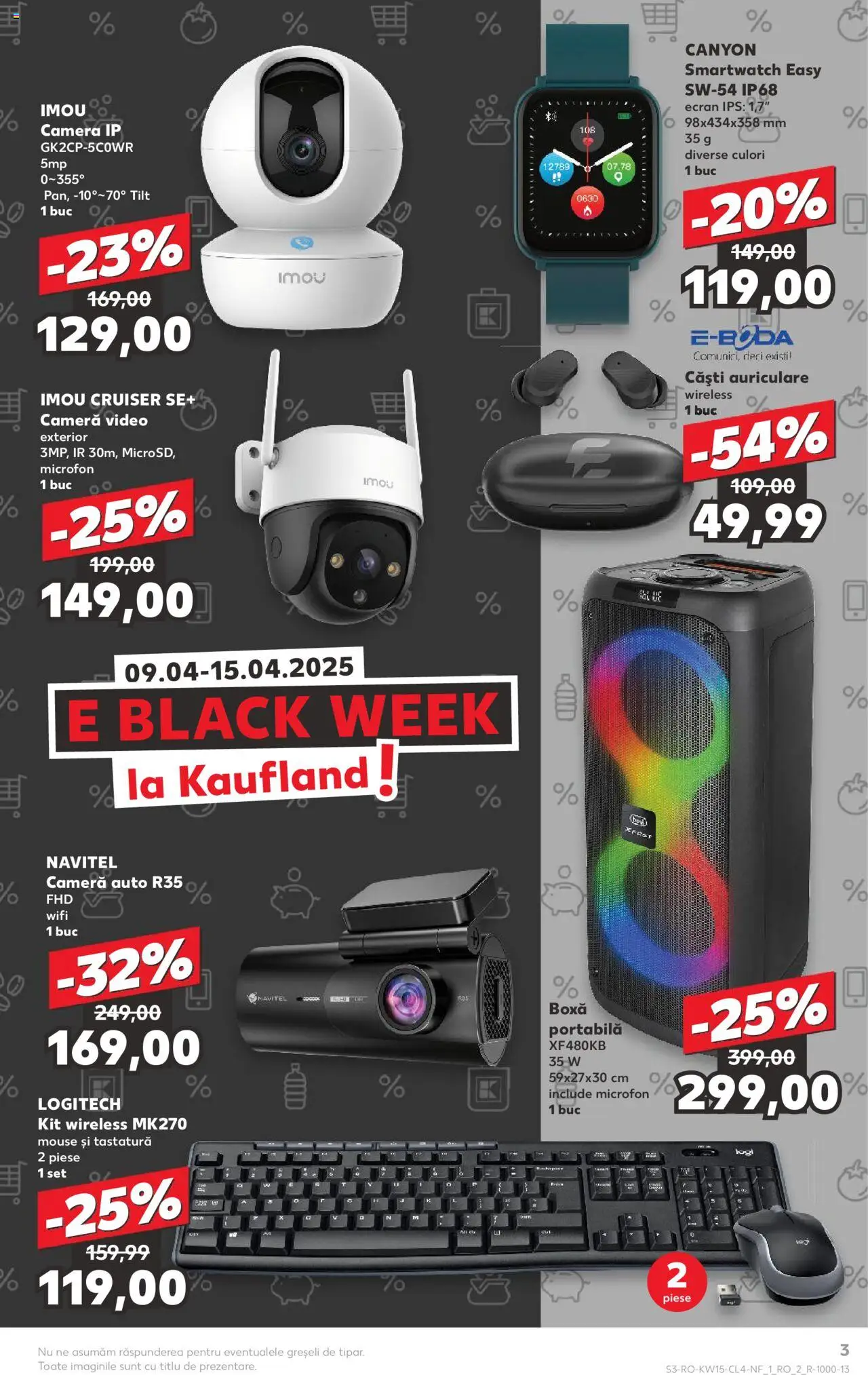 Catalog Kaufland 9 - 15 Aprilie 2025 | Pagina 3 | Produse: Cameră auto, Video, Microfon, Smartwatch
