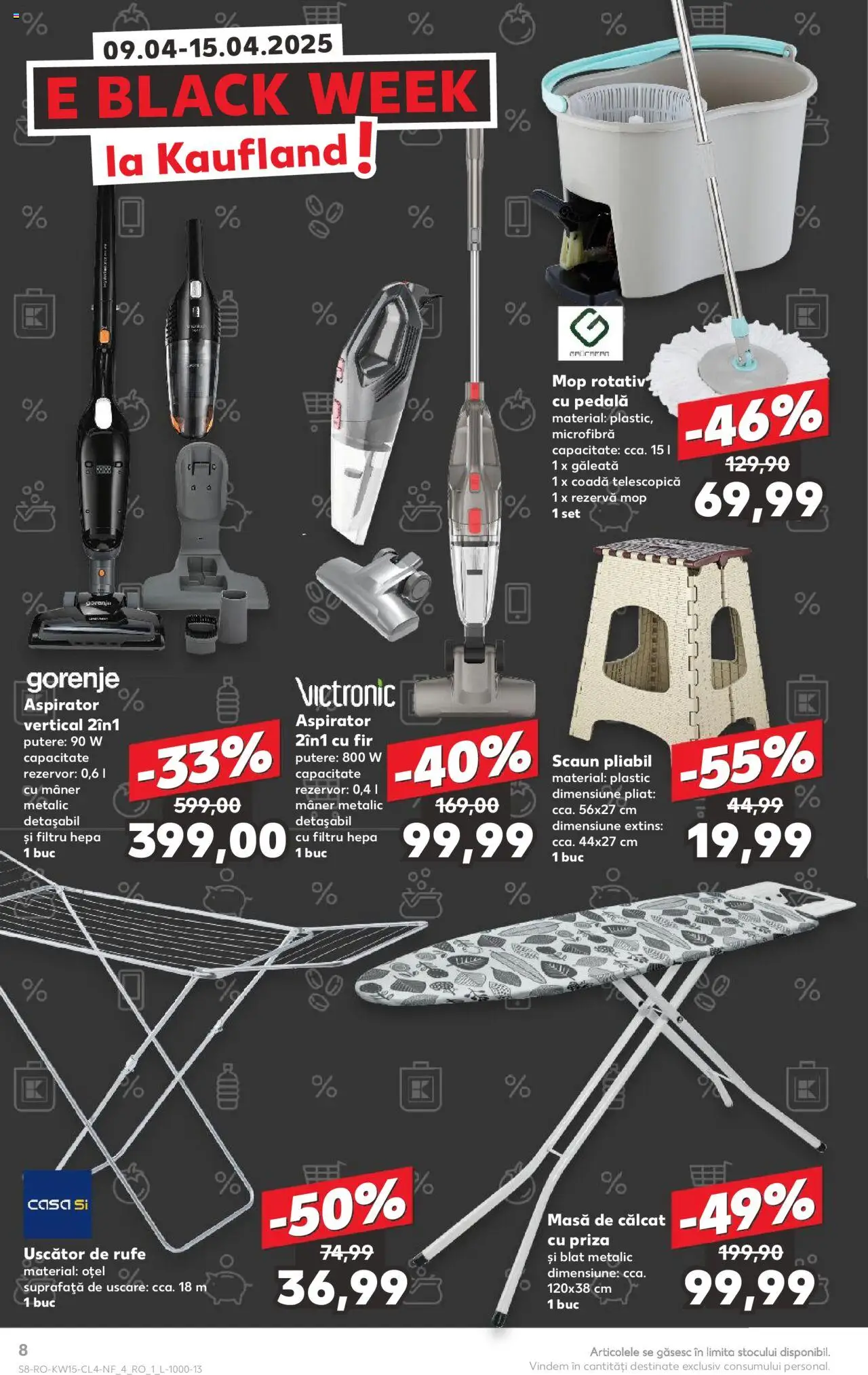 Catalog Kaufland 9 - 15 Aprilie 2025 | Pagina 8 | Produse: Uscător, Mâner, Priză, Masă de călcat
