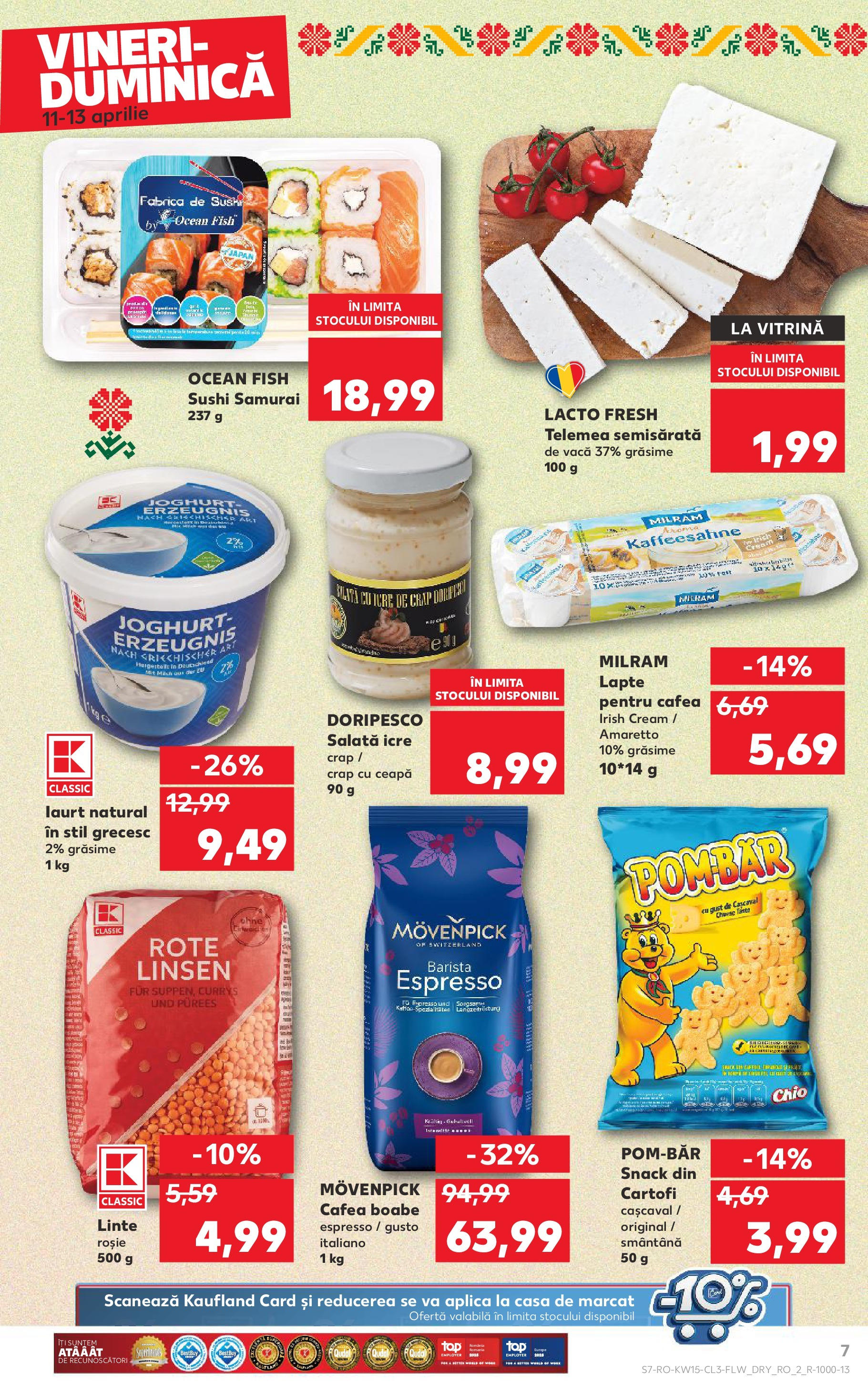 Catalog Kaufland 11 - 13 Aprilie 2025 | Pagina 7 | Produse: Sushi, Cașcaval, Lapte, Salată