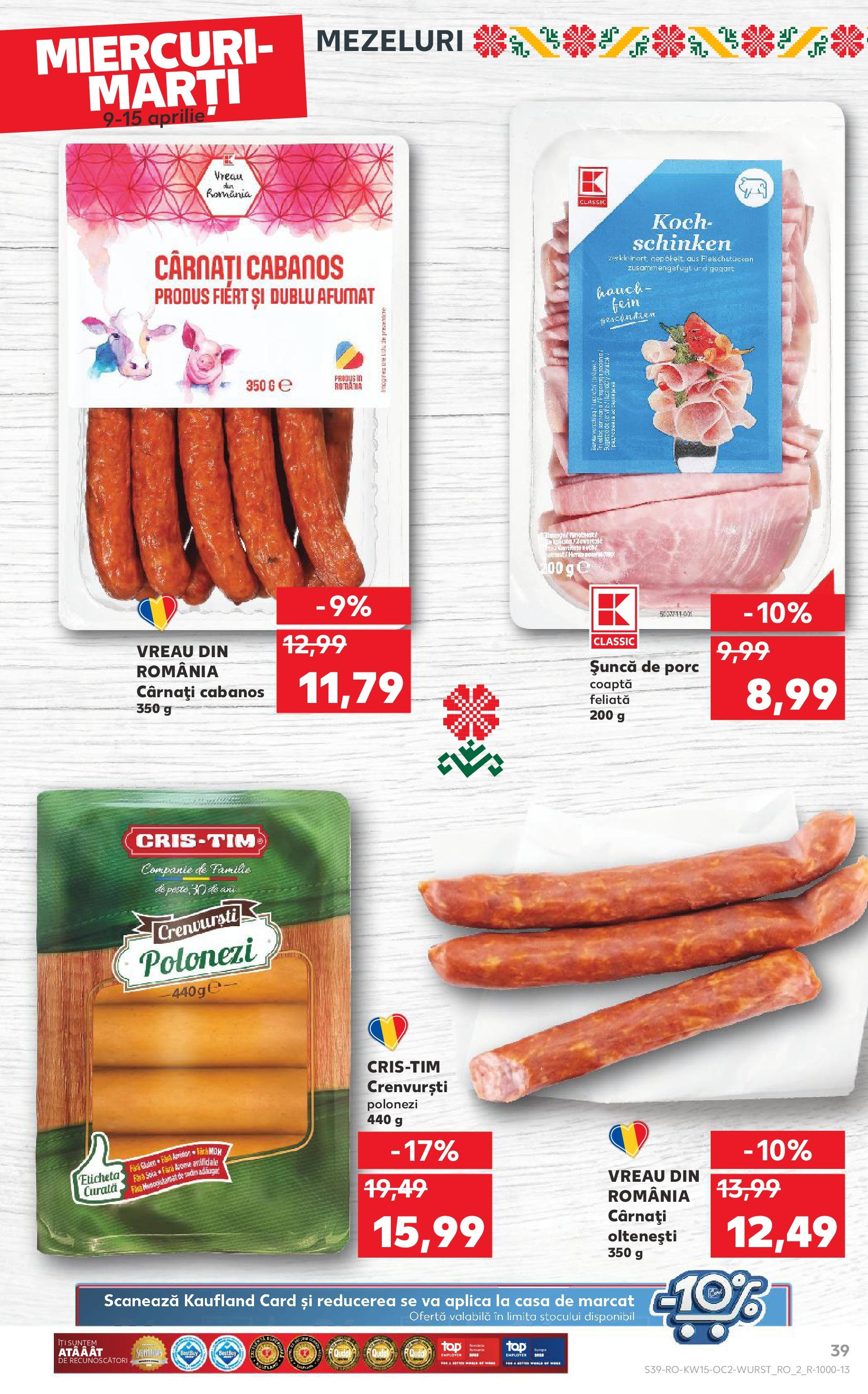 Catalog Kaufland 9 - 15 Aprilie 2025 | Pagina 39 | Produse: Not defteri, Crenvurști, Șuncă, Cârnați