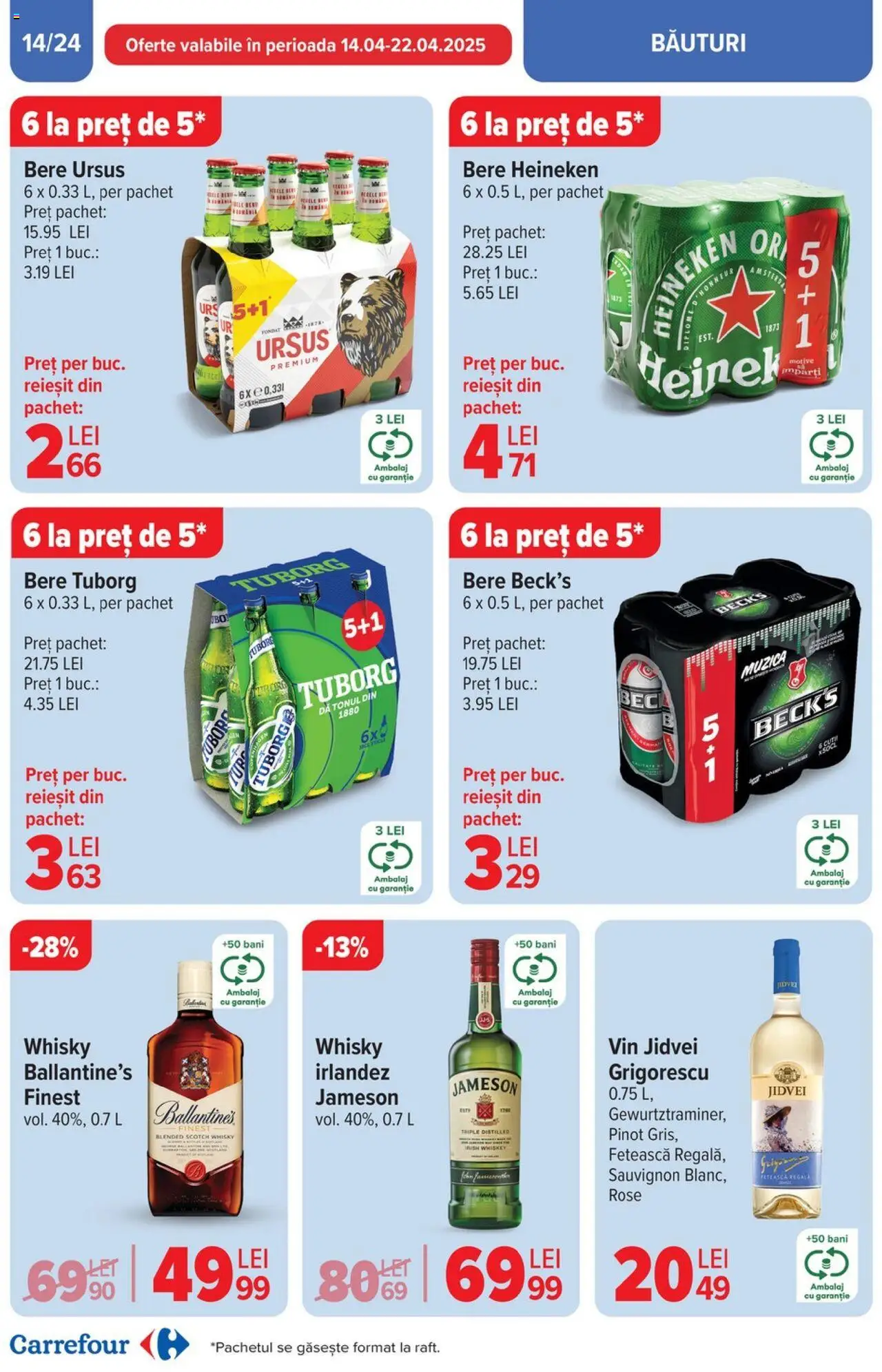 Catalog Carrefour 10 - 22 Aprilie 2025 | Pagina 14 | Produse: Vin, Bere, Whiskey