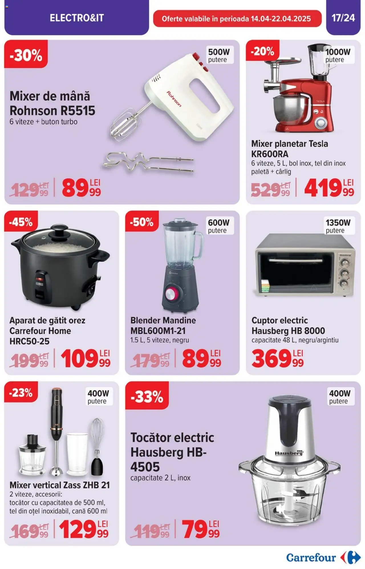 Catalog Carrefour 10 - 22 Aprilie 2025 | Pagina 17 | Produse: Cuptor, Mixer, Tocător, Orez