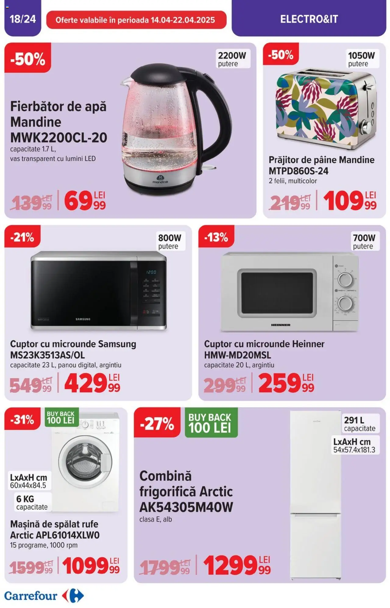 Catalog Carrefour 10 - 22 Aprilie 2025 | Pagina 18 | Produse: Mașină De Spălat, Babak, Pâine, Apă