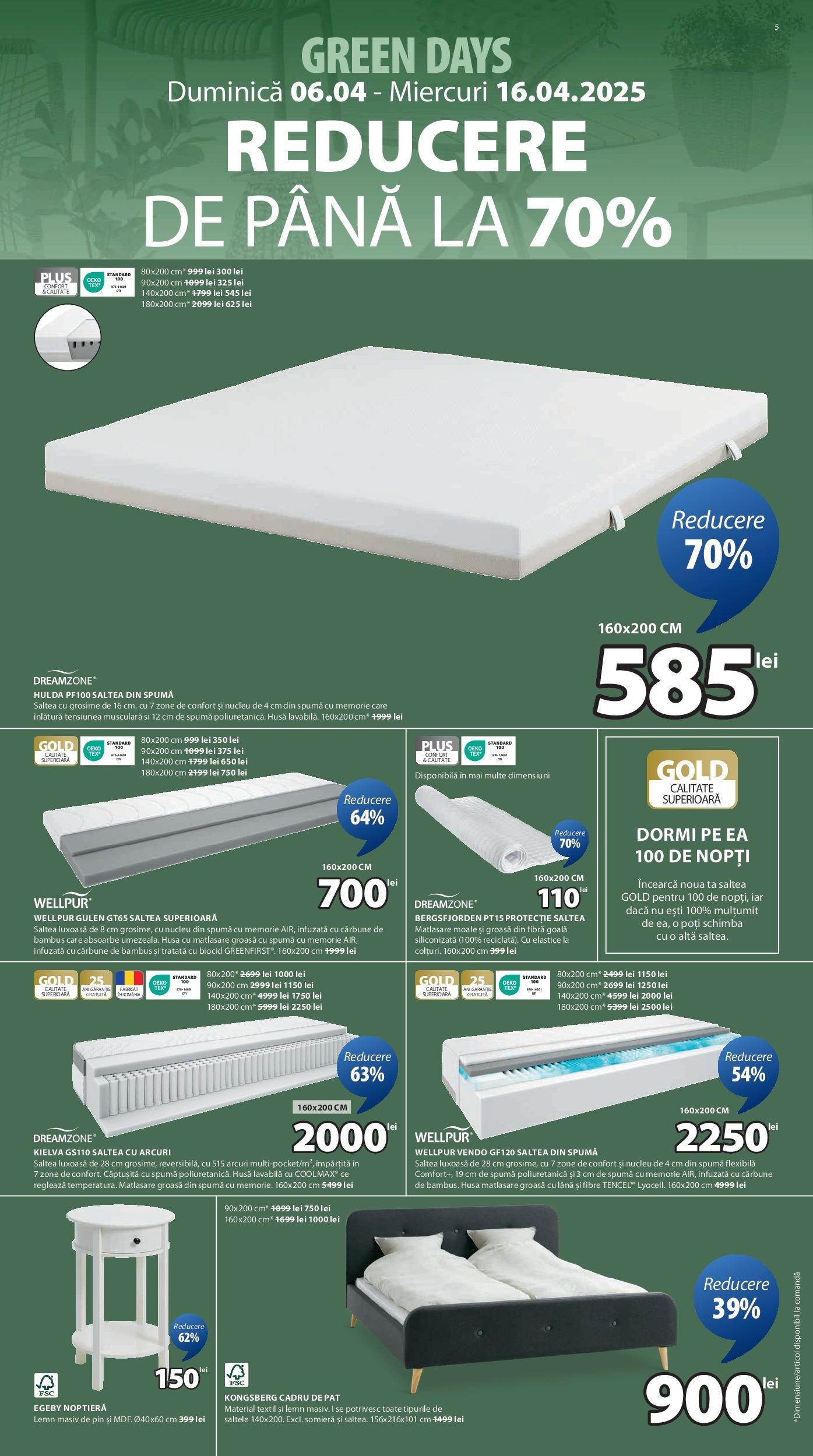 Catalog JYSK 7 - 16 Aprilie 2025 | Pagina 5 | Produse: Memorie, Pat, Saltea, Noptieră