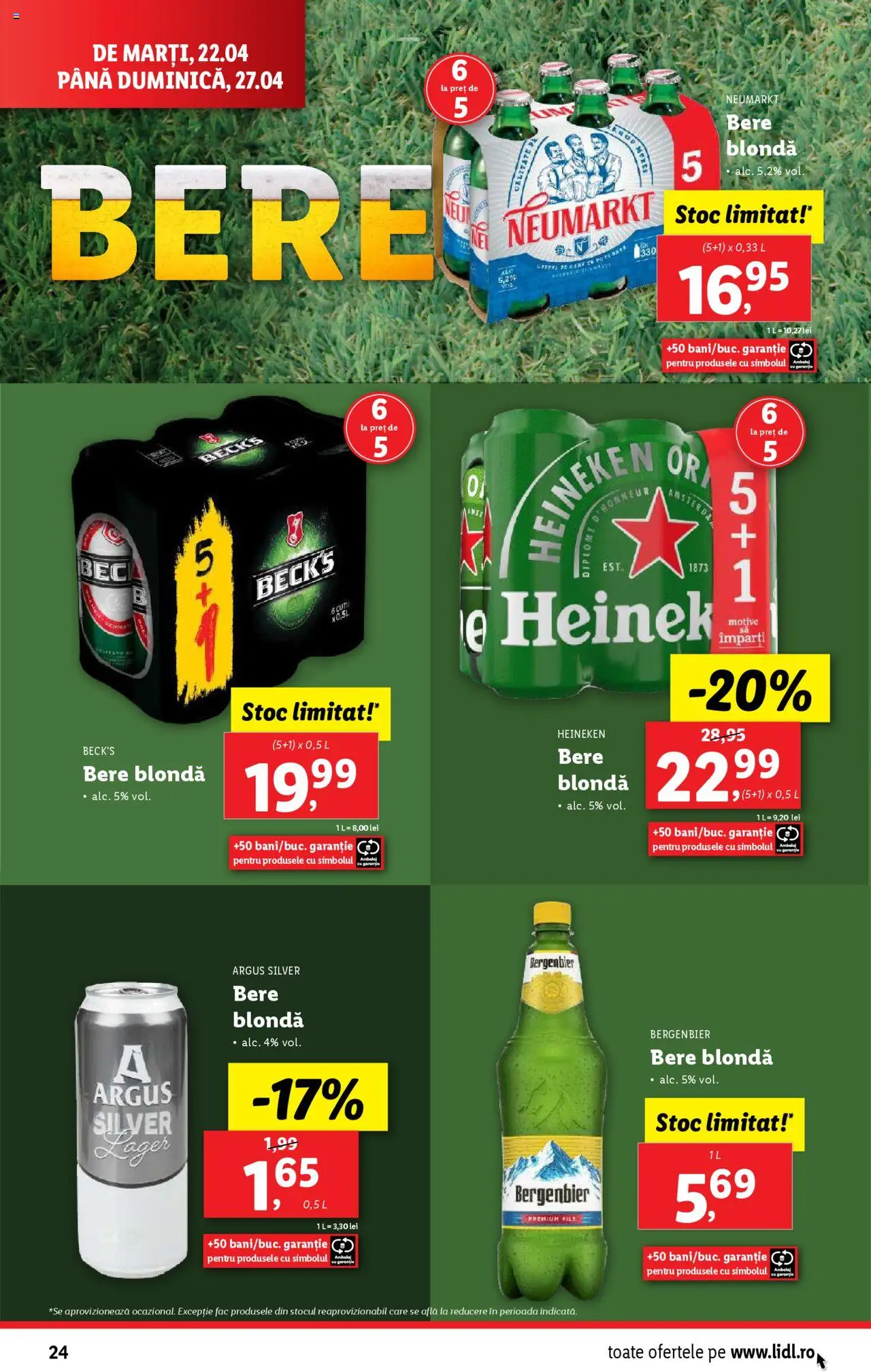 Catalog LIDL 22 - 27 Aprilie 2025 | Pagina 24 | Produse: Bere, Plastik Kulübe