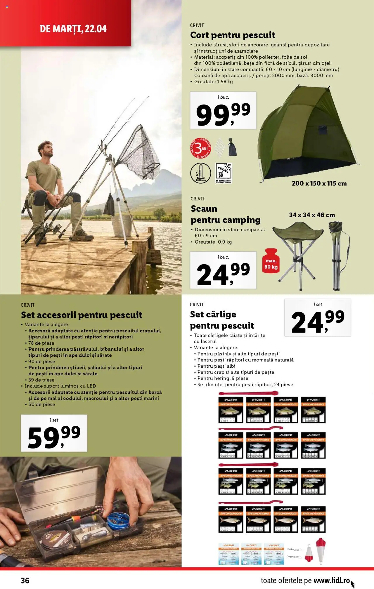 Catalog LIDL 22 - 27 Aprilie 2025 | Pagina 36 | Produse: Cort, Scaun, Babak, Apă