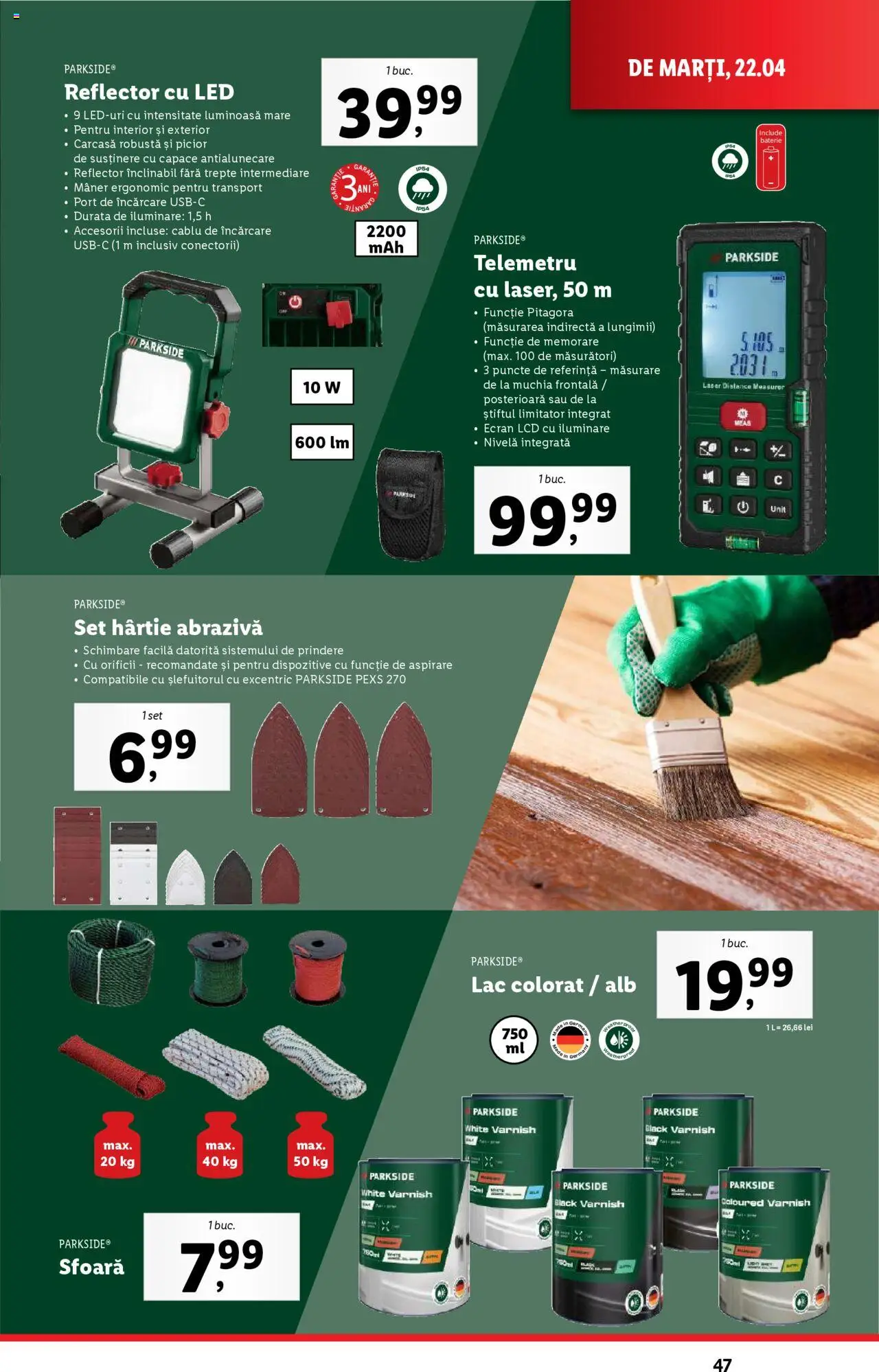 Catalog LIDL 22 - 27 Aprilie 2025 | Pagina 47 | Produse: Cablu, Mâner, Babak, Baterie