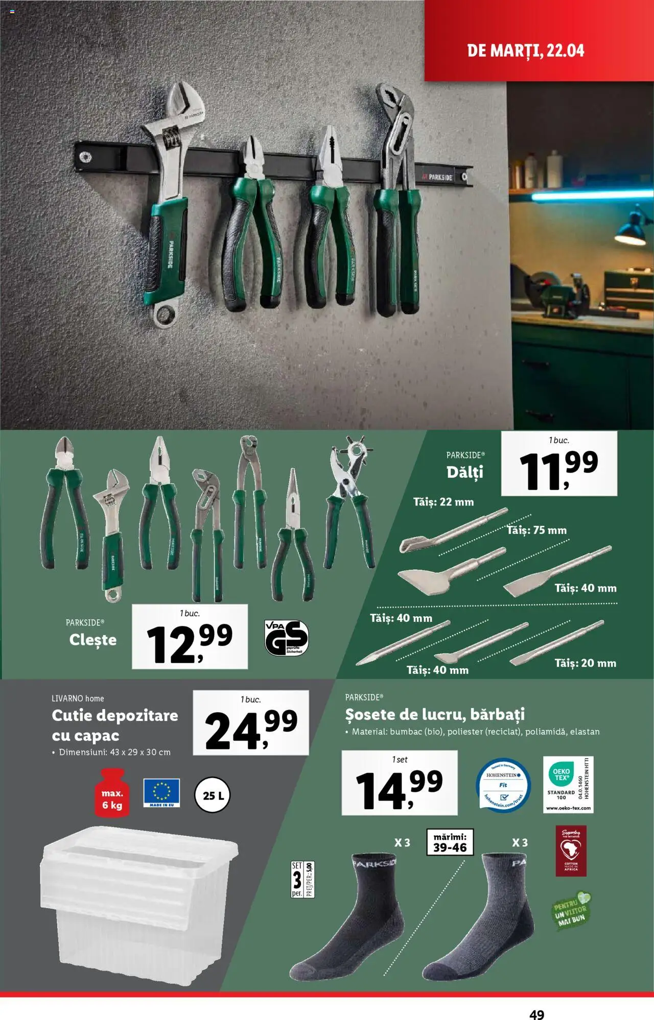 Catalog LIDL 22 - 27 Aprilie 2025 | Pagina 49 | Produse: Clește, Cutie, Șosete