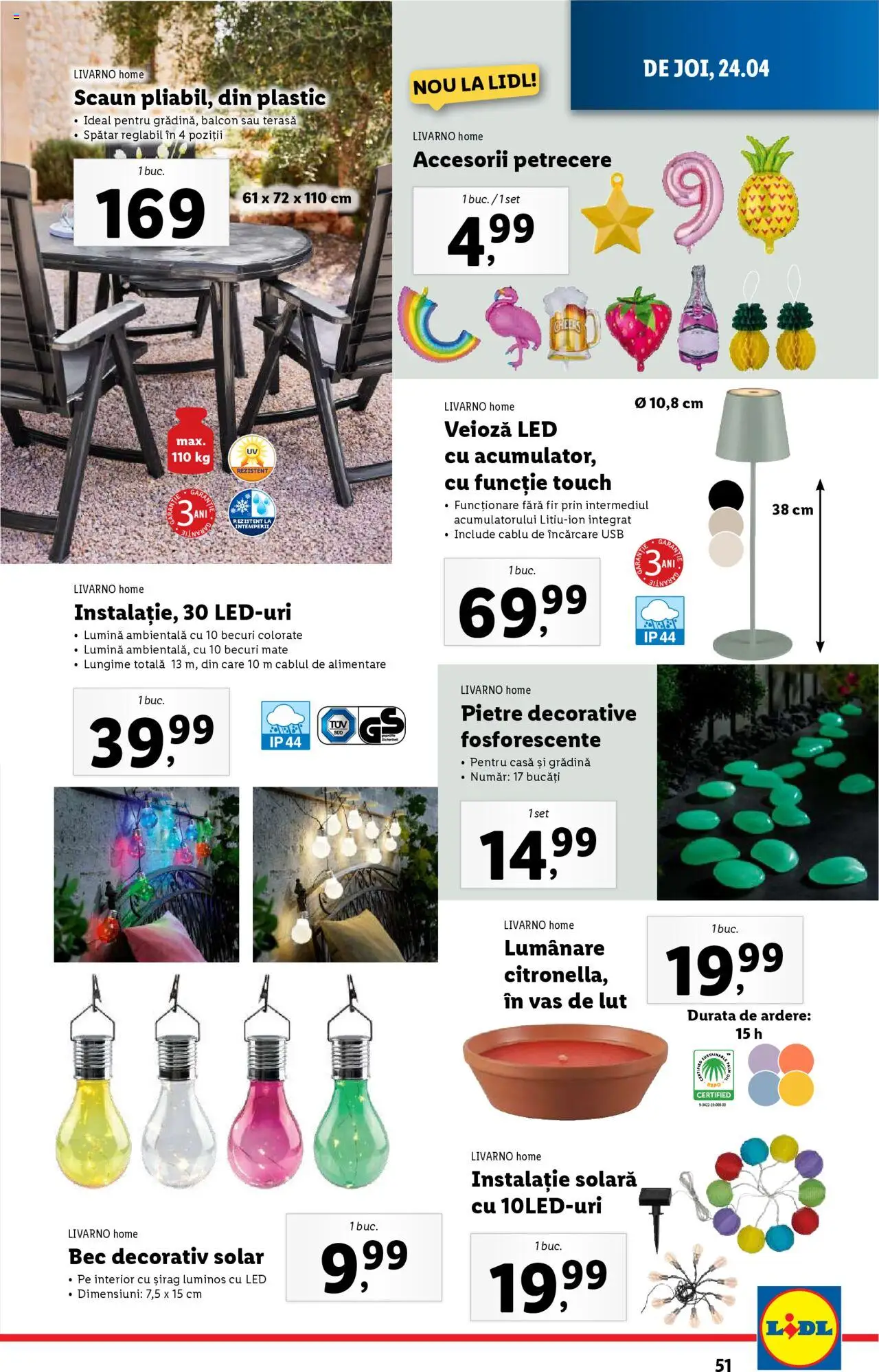 Catalog LIDL 22 - 27 Aprilie 2025 | Pagina 51 | Produse: Cablu, Scaun, Babak, Lumânare