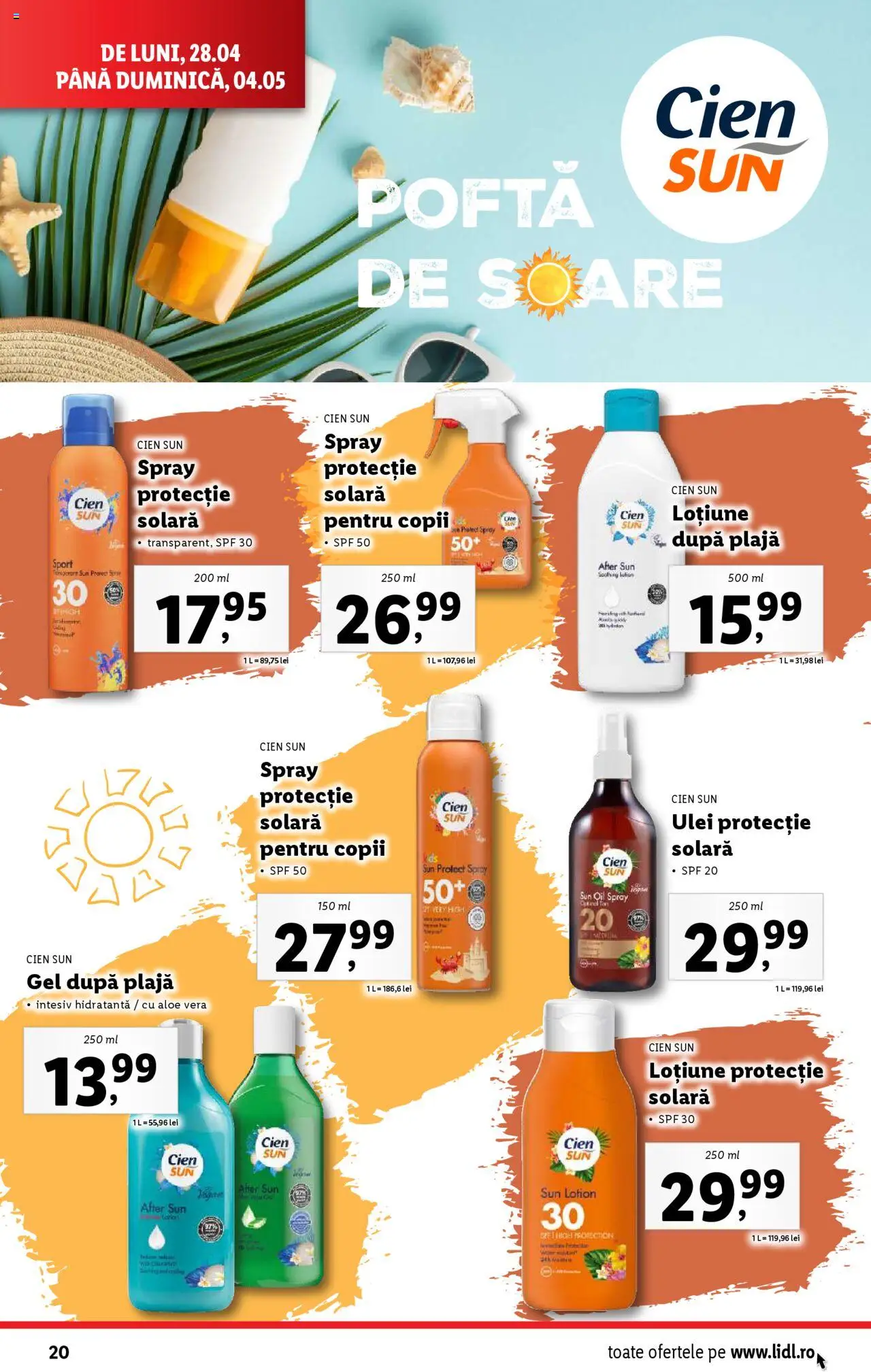 Catalog LIDL 28 Aprilie - 4 Mai 2025 | Pagina 20 | Produse: Aloe vera, Ulei, Protecție solară, Loțiune protecție solară