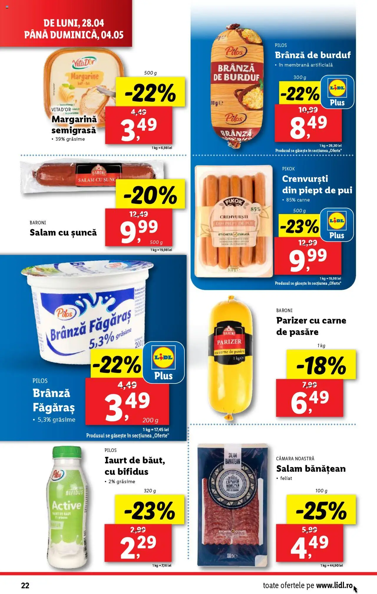 Catalog LIDL 28 Aprilie - 4 Mai 2025 | Pagina 22 | Produse: Hacıyatmaz Kedi Oyuncağı, Iaurt, Salam, Parizer
