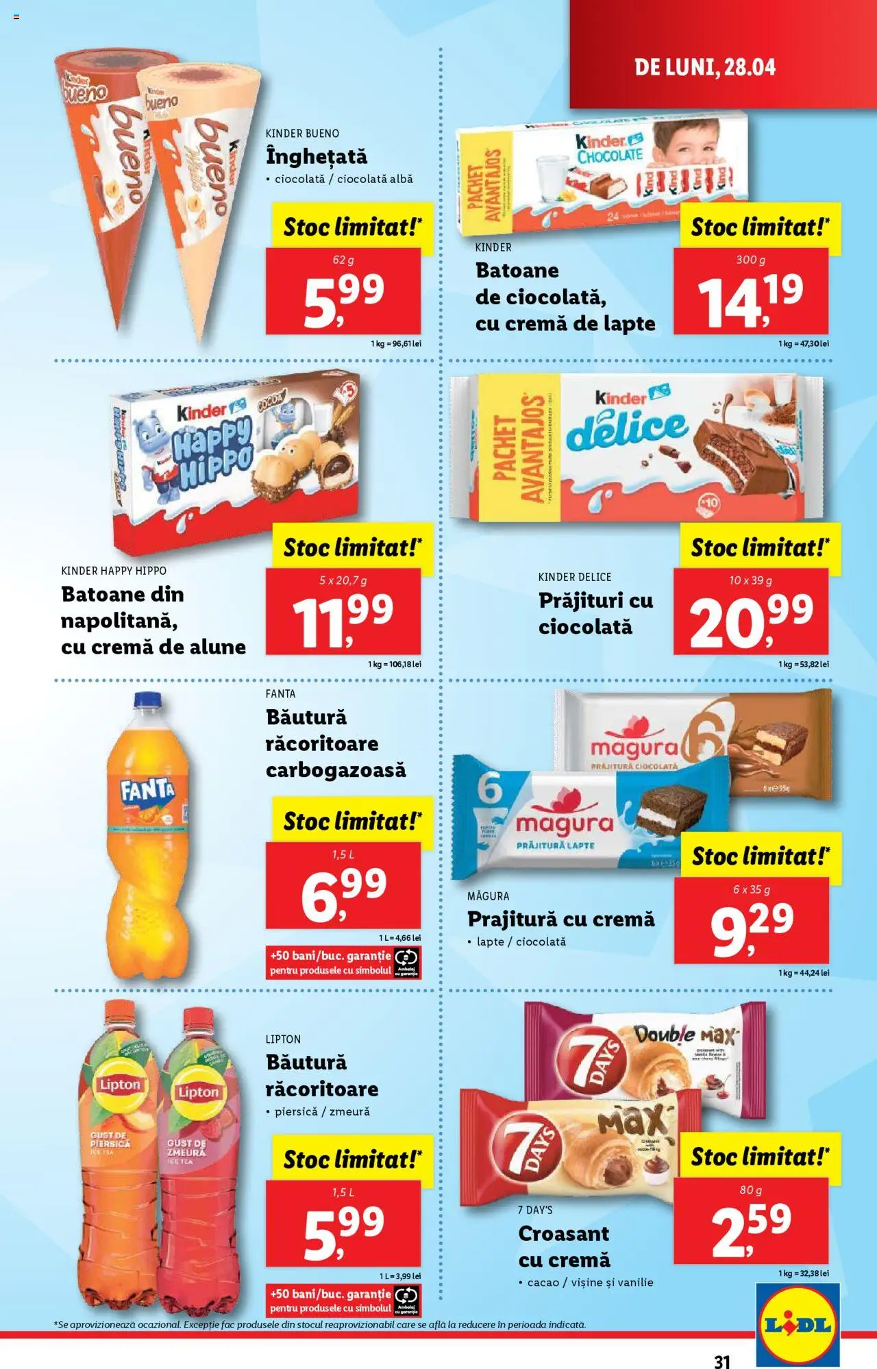 Catalog LIDL 28 Aprilie - 4 Mai 2025 | Pagina 31 | Produse: Prăjitură, Lapte, Cremă, Înghețată
