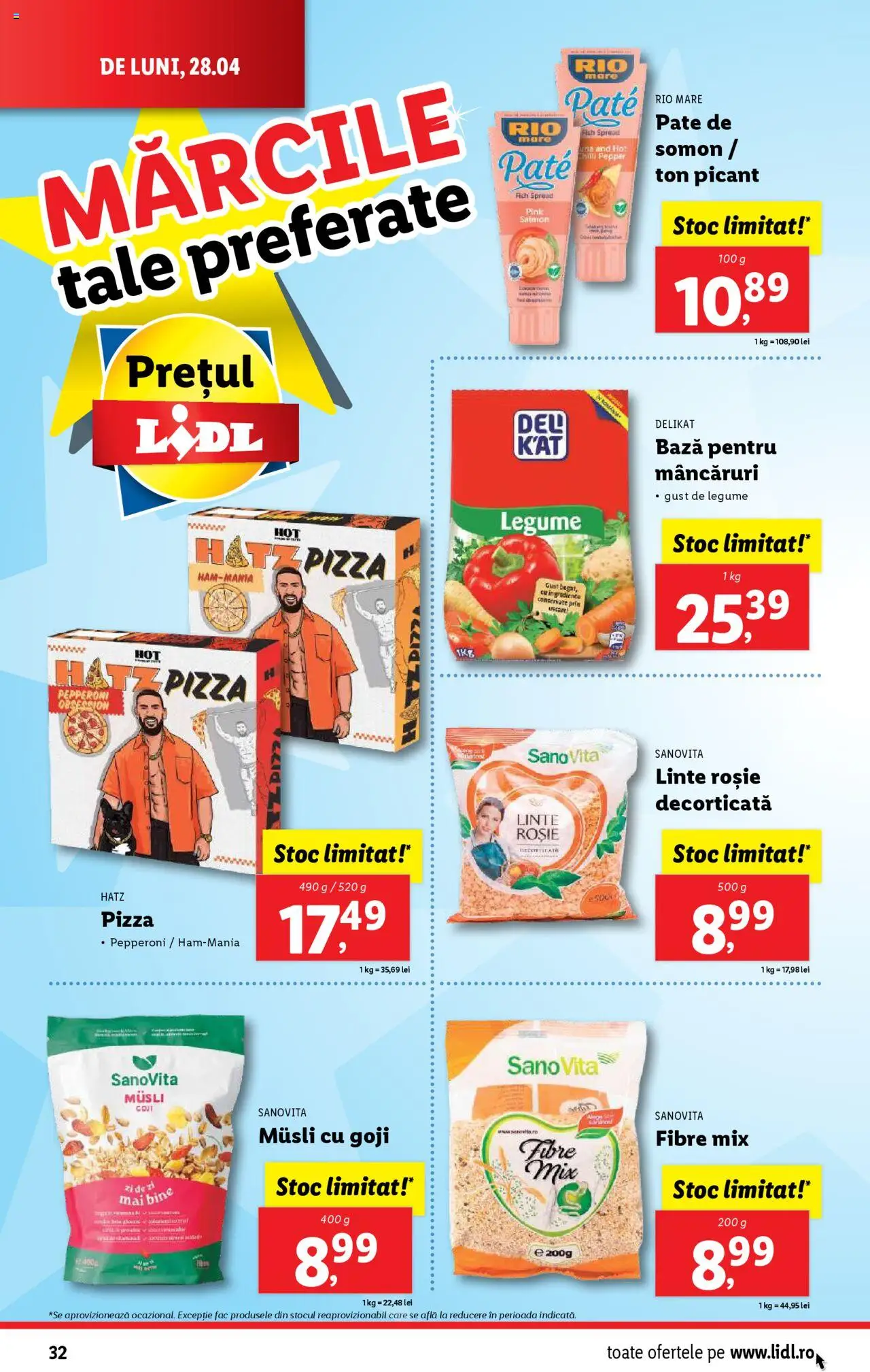 Catalog LIDL 28 Aprilie - 4 Mai 2025 | Pagina 32 | Produse: Chilli, Pate, Pizza, Legume