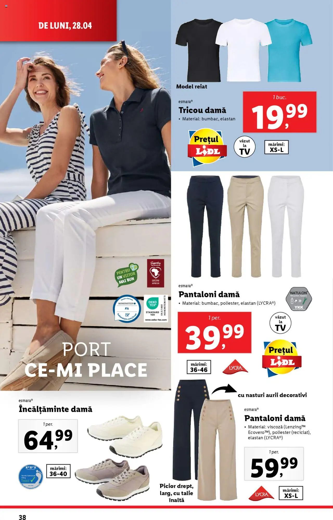 Catalog LIDL 28 Aprilie - 4 Mai 2025 | Pagina 38 | Produse: Bornoz takımı, Tricou, Pantaloni
