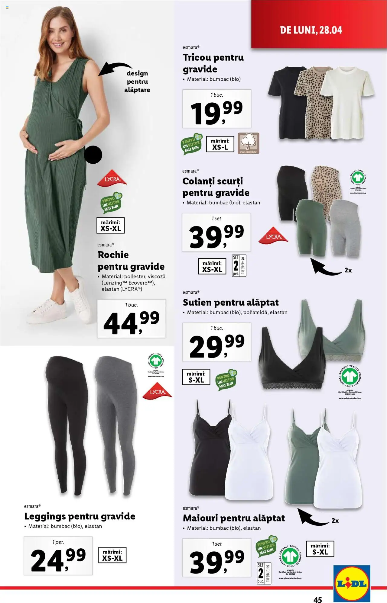 Catalog LIDL 28 Aprilie - 4 Mai 2025 | Pagina 45 | Produse: Şerit ödül, Tricou, Sutien, Colanți