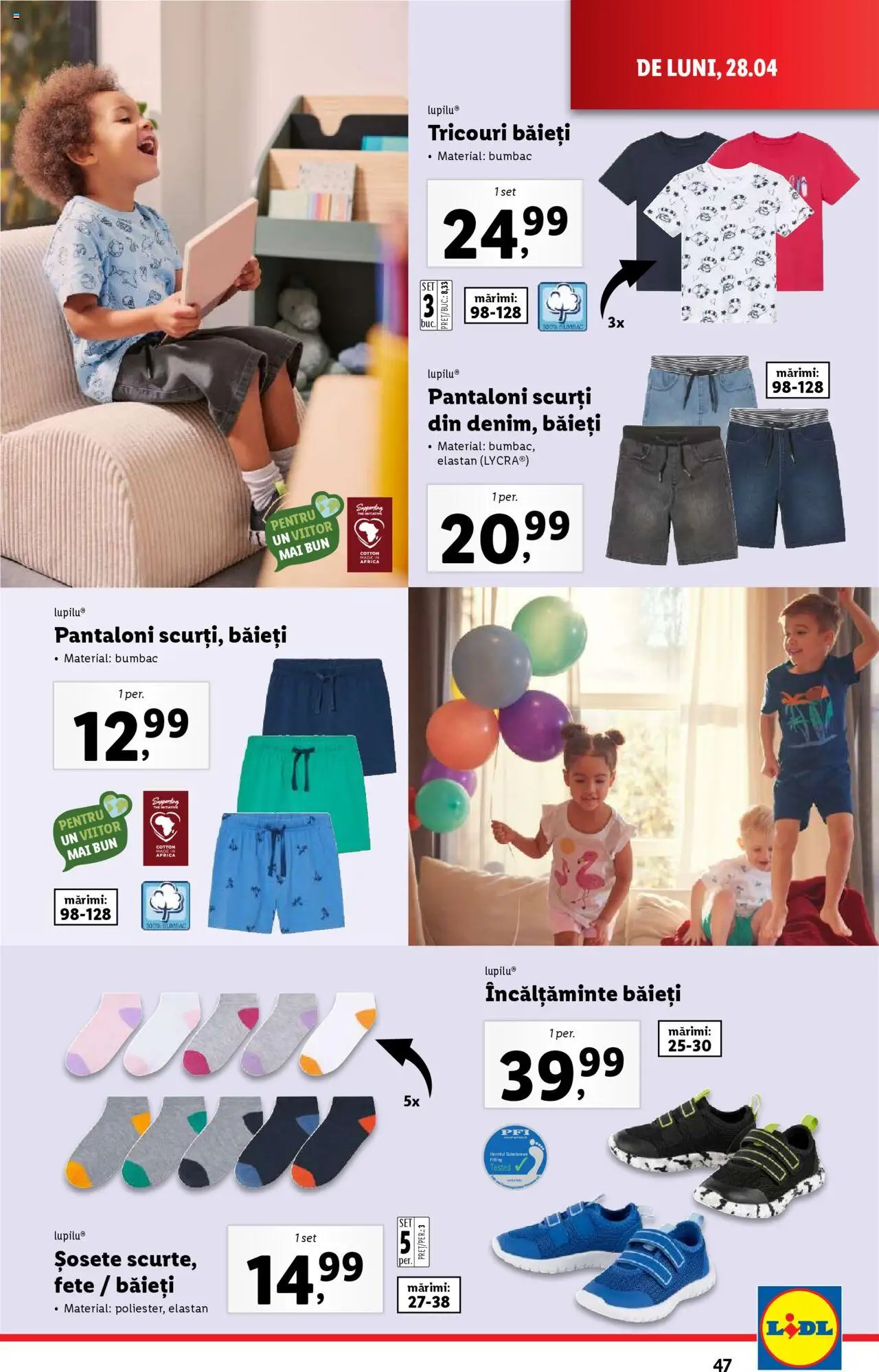 Catalog LIDL 28 Aprilie - 4 Mai 2025 | Pagina 47 | Produse: Bornoz takımı, Pantaloni, Pantaloni scurți, Șosete