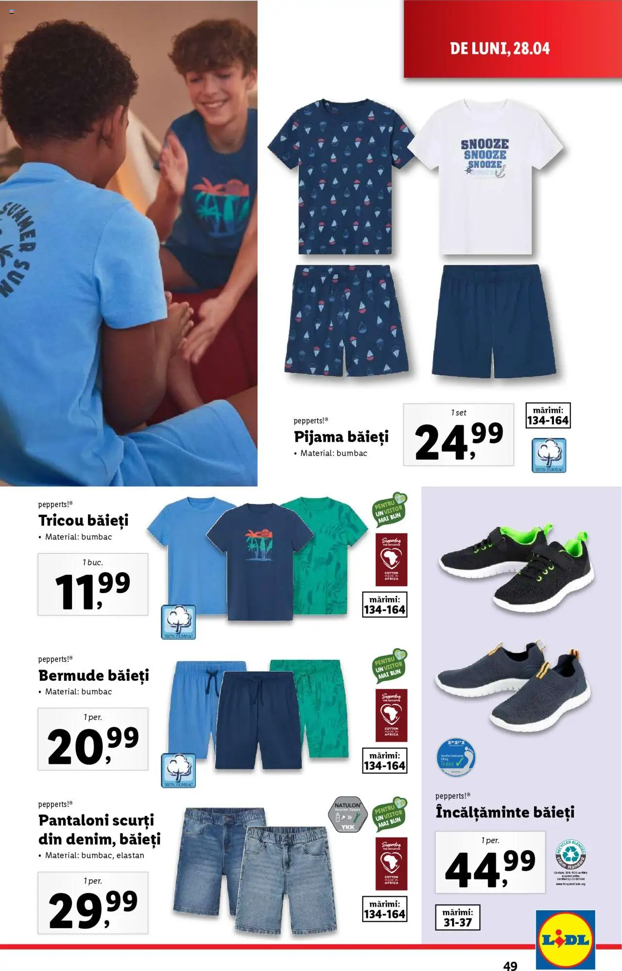 Catalog LIDL 28 Aprilie - 4 Mai 2025 | Pagina 49 | Produse: Bornoz takımı, Tricou, Pantaloni, Pantaloni scurți