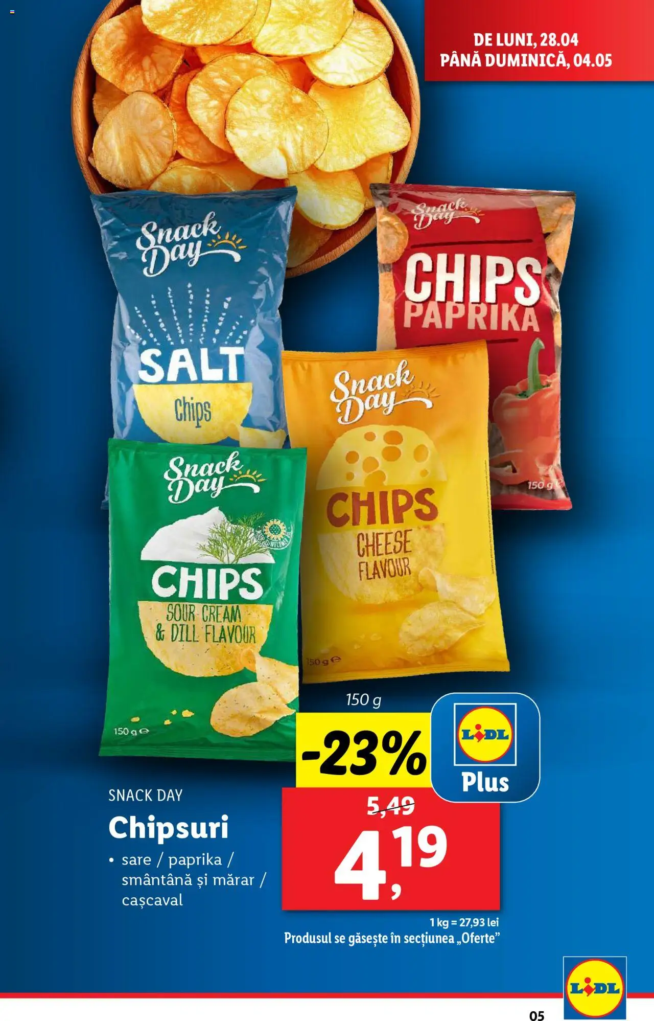Catalog LIDL 28 Aprilie - 4 Mai 2025 | Pagina 5 | Produse: Mărar, Cașcaval, Chipsuri, Smântână