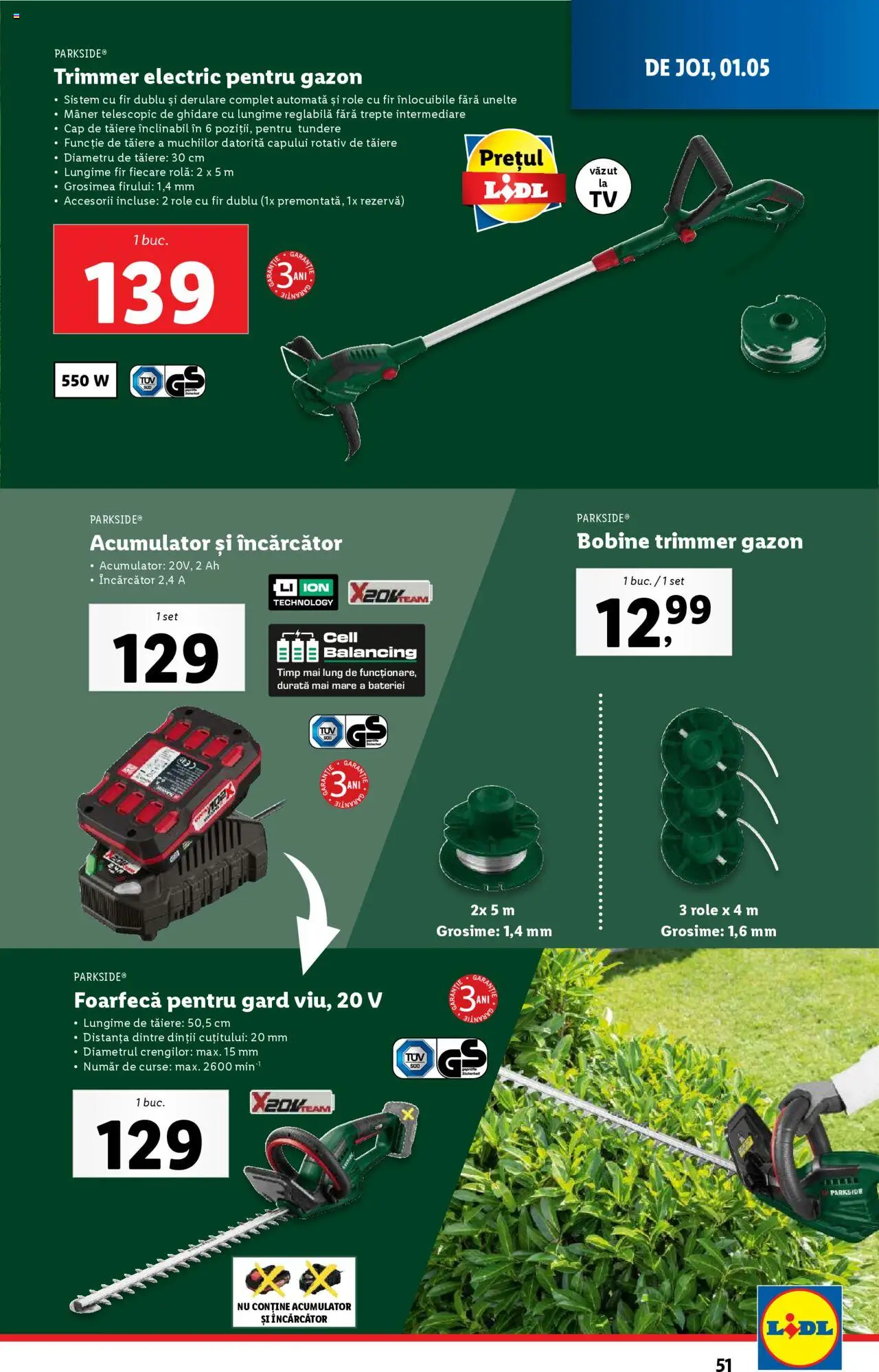 Catalog LIDL 28 Aprilie - 4 Mai 2025 | Pagina 51 | Produse: Trimmer, Încărcător, Mâner, Role
