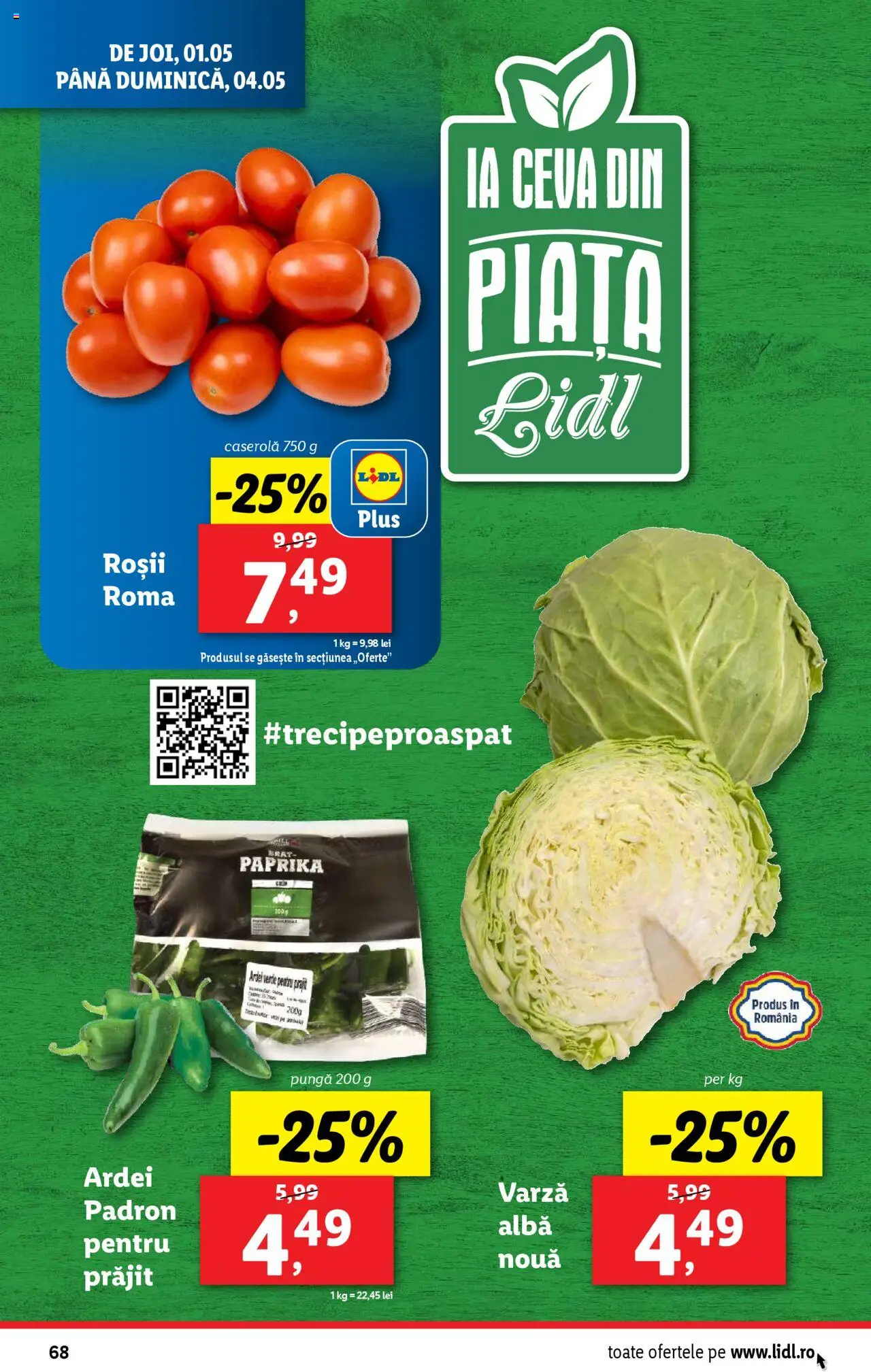 Catalog LIDL 28 Aprilie - 4 Mai 2025 | Pagina 68 | Produse: Varză, Pungă, Ardei, Roșii
