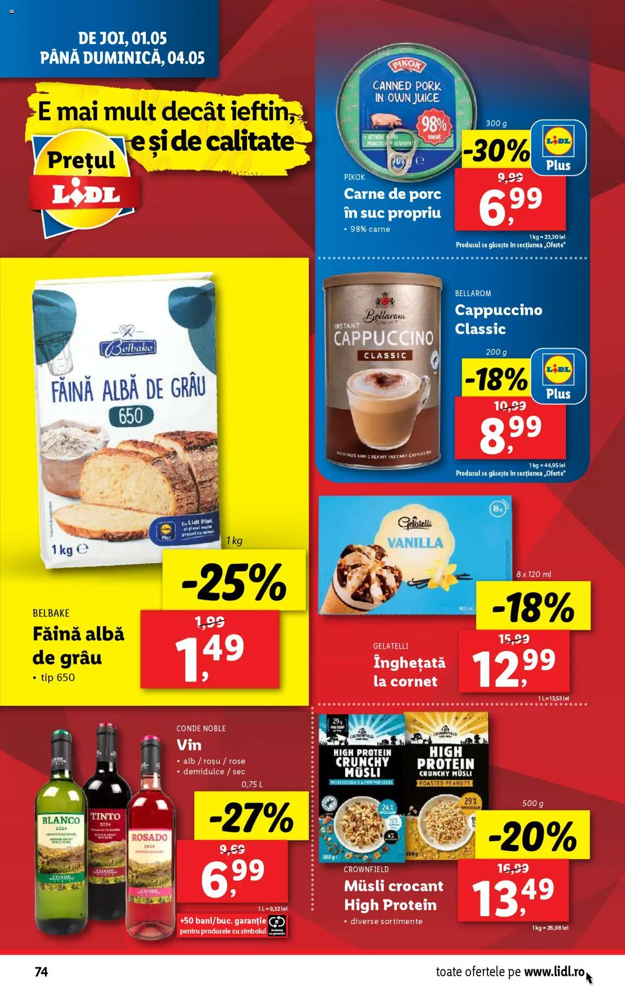 Catalog LIDL 28 Aprilie - 4 Mai 2025 | Pagina 74 | Produse: Çarşaf, Cam suyu, Carne De Porc, Făină