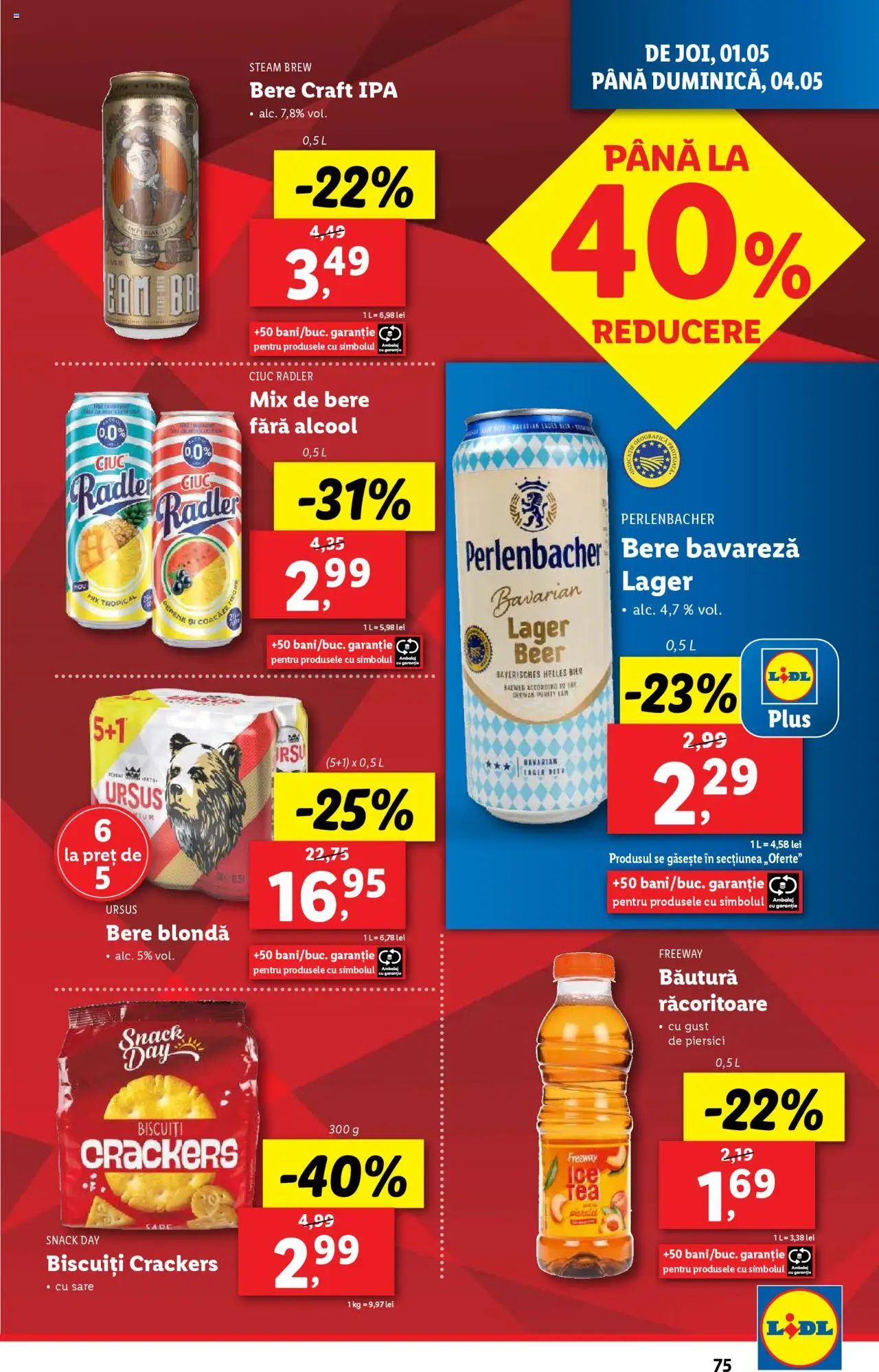 Catalog LIDL 28 Aprilie - 4 Mai 2025 | Pagina 75 | Produse: Bere, Biscuiți, Sare