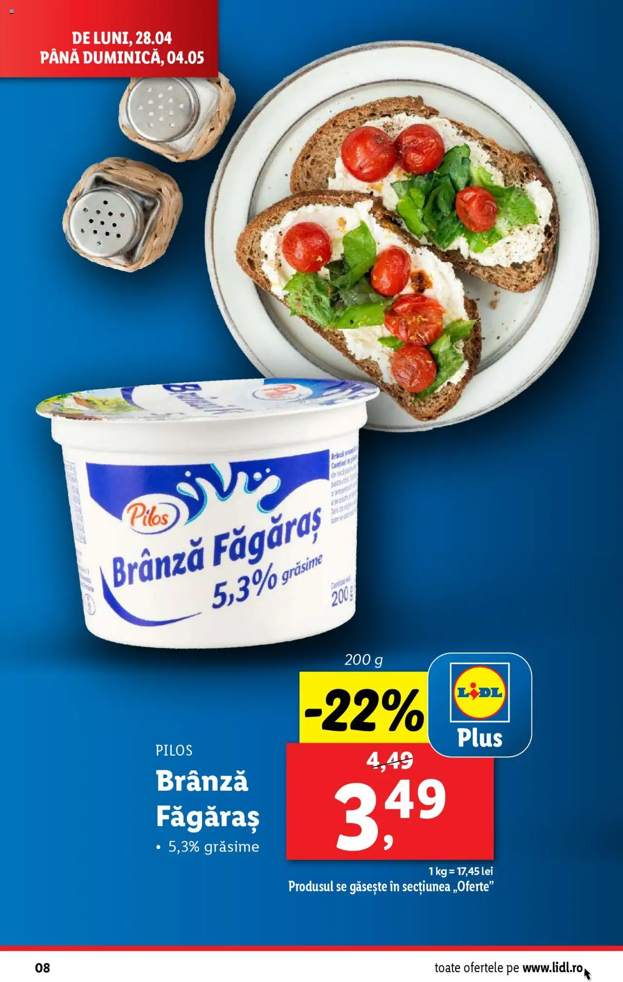 Catalog LIDL 28 Aprilie - 4 Mai 2025 | Pagina 8 | Produse: Toplar, Brânză
