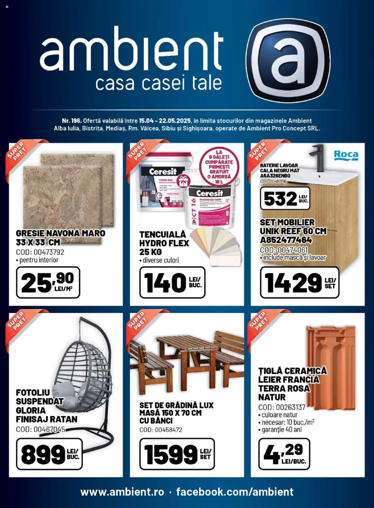 Catalog Ambient 15 Aprilie - 22 Mai 2025 | Pagina 1 | Produse: Pomelo, Fotoliu, Masă, Lavoar