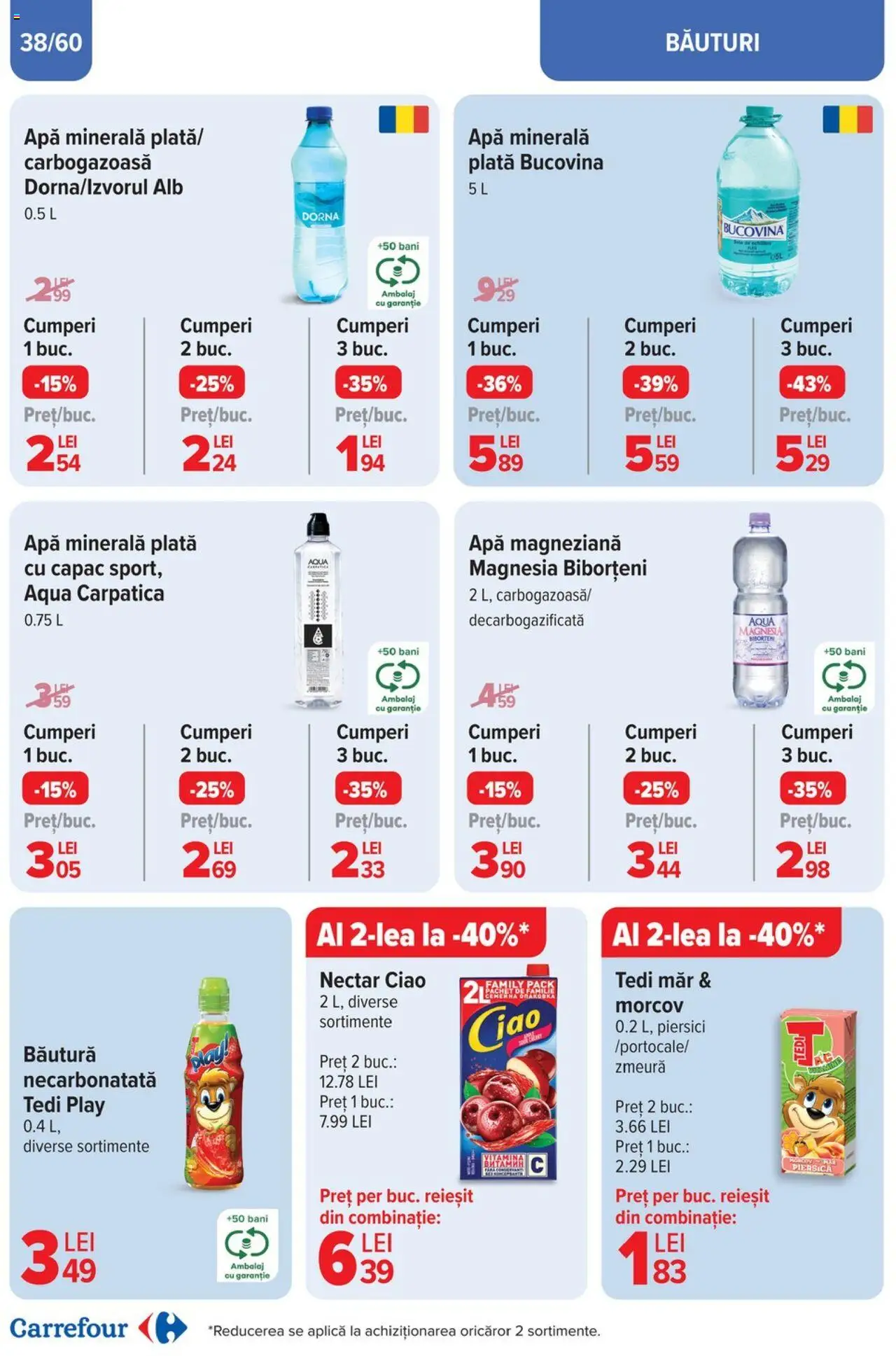 Catalog Carrefour 23 Aprilie - 6 Mai 2025 | Pagina 40 | Produse: Piersică, Zmeură, Yazı tahtası kalemi, Apă
