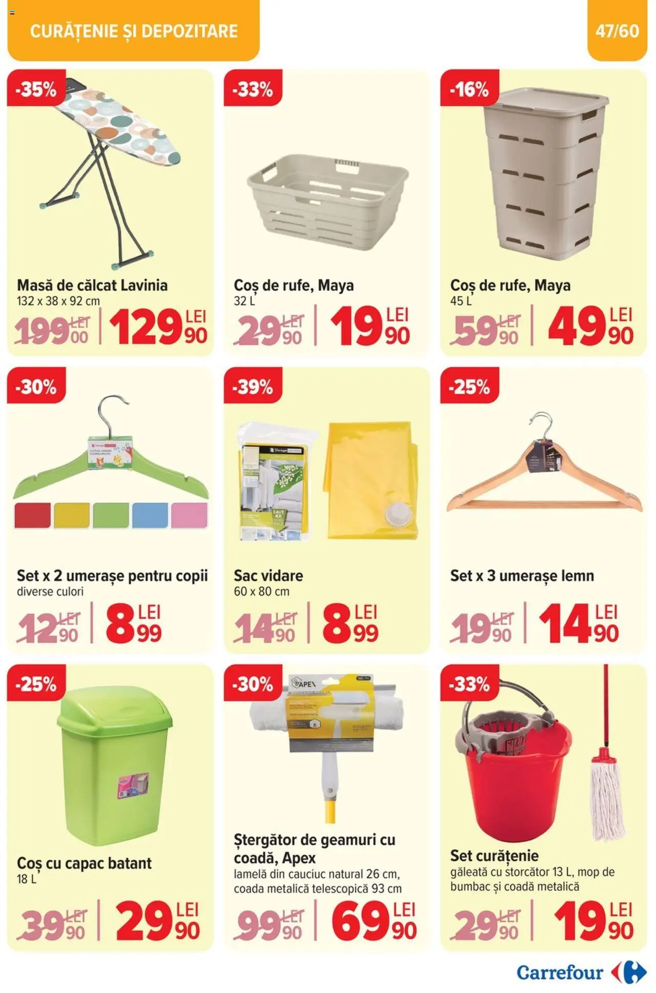 Catalog Carrefour 23 Aprilie - 6 Mai 2025 | Pagina 49 | Produse: Storcător, Mop, Coș, Masă