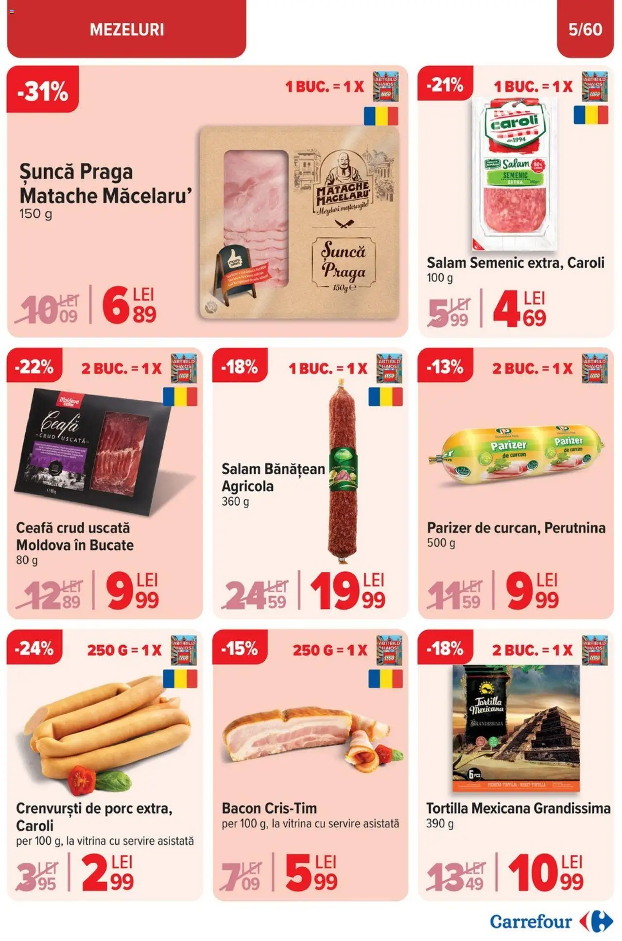 Catalog Carrefour 23 Aprilie - 6 Mai 2025 | Pagina 5 | Produse: Crenvurști, Bacon, Salam, Parizer